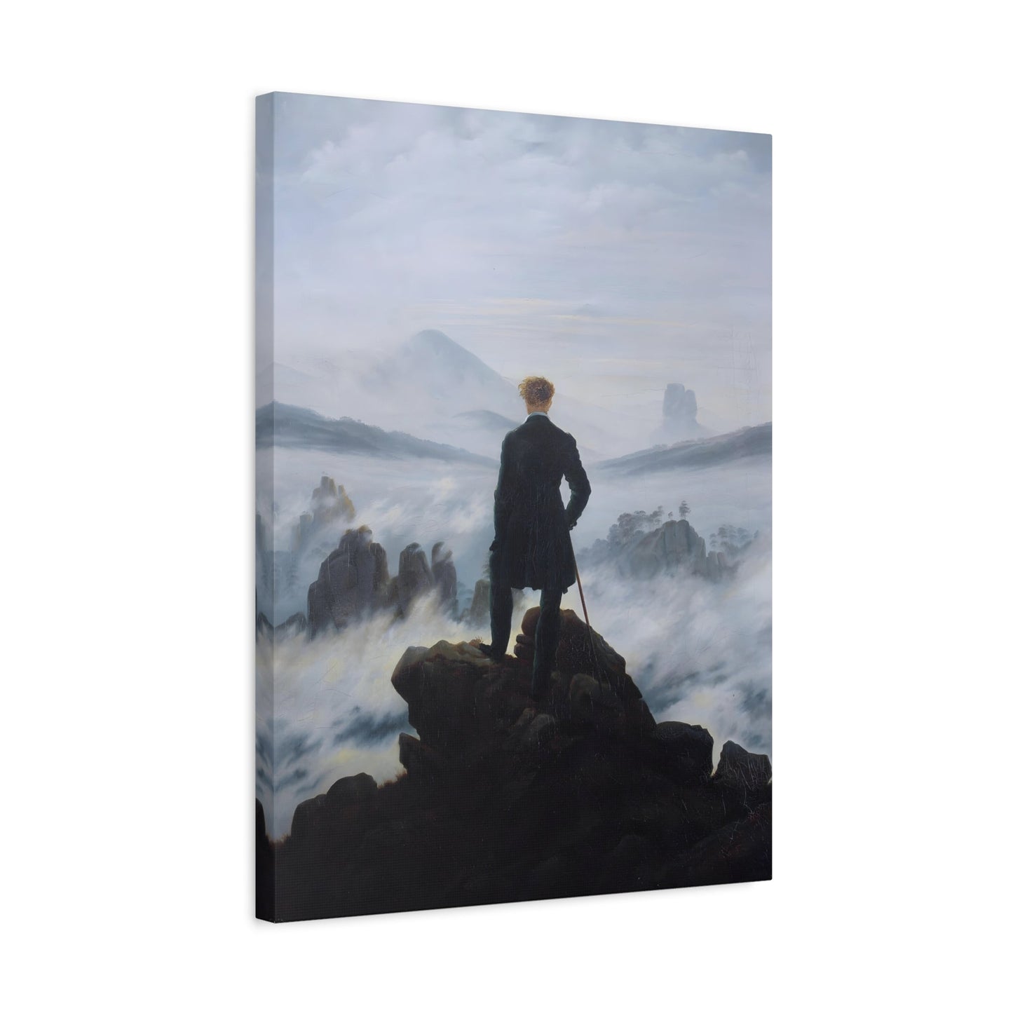 Caspar David Friedrich Wanderer Above the Sea of Fog - Framed Canvas Wall Art Painting Print