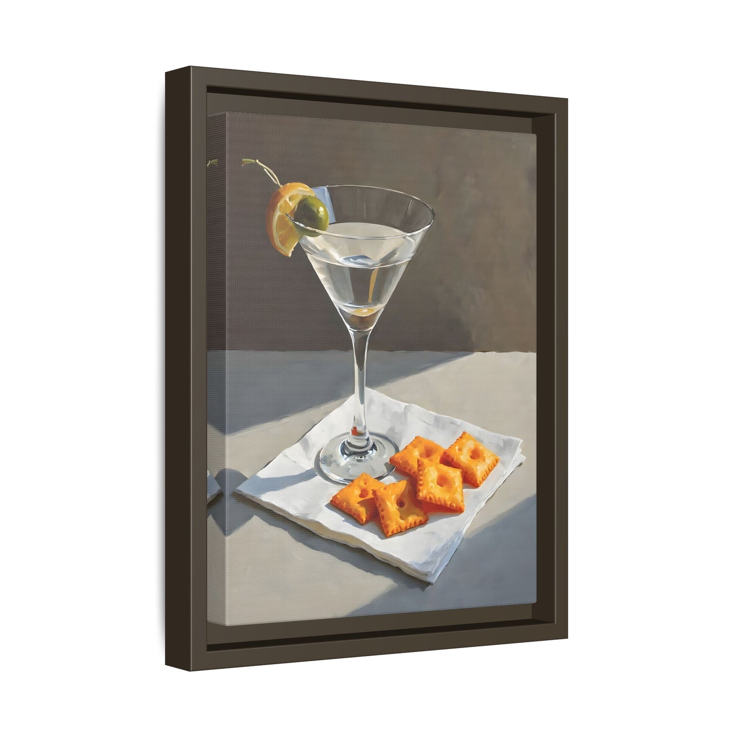 Chic Cocktail Kitchen Wall Art Canvas - Martini and Cheese Crackers Print