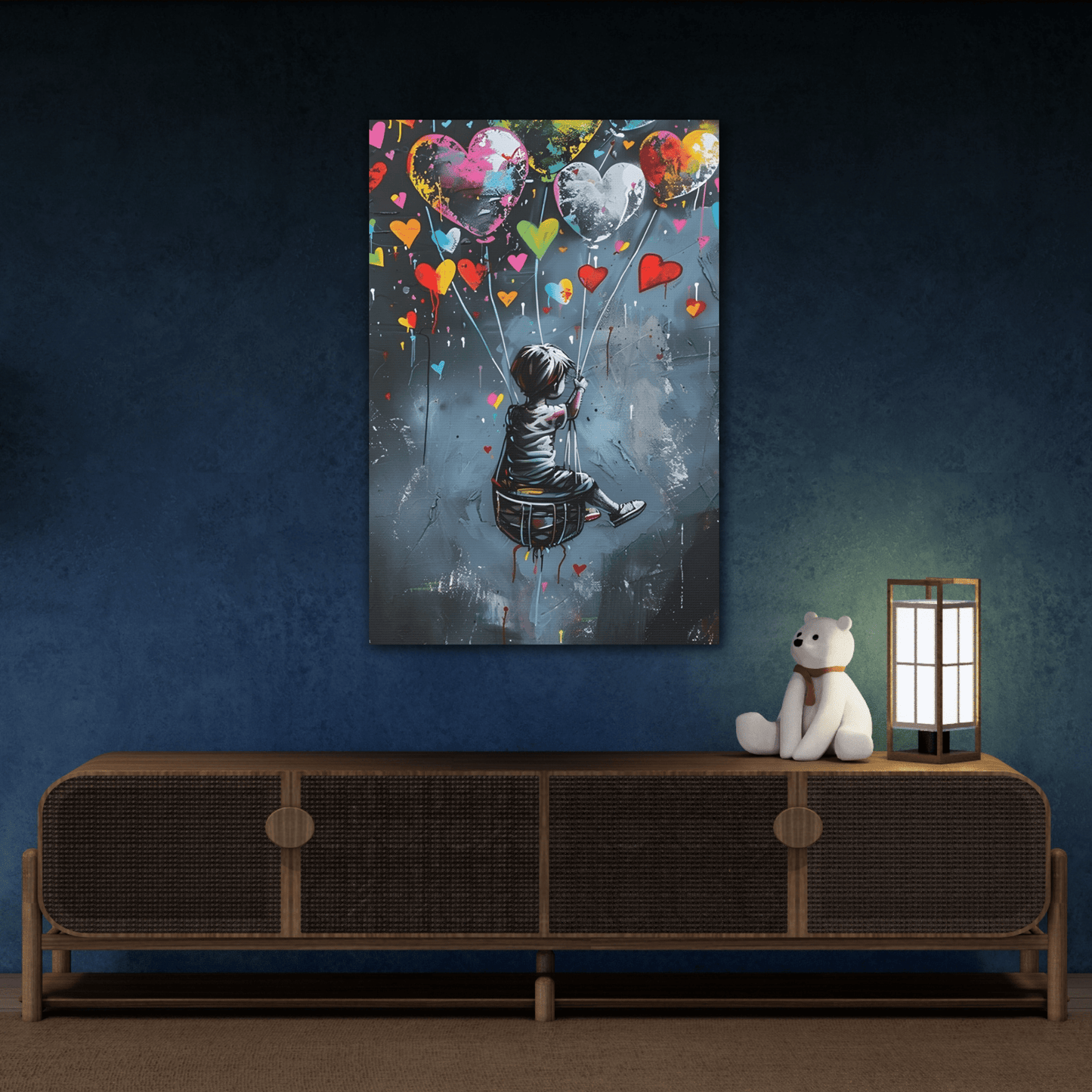 Child with Balloons Banksy Wall Art Canvas Prints