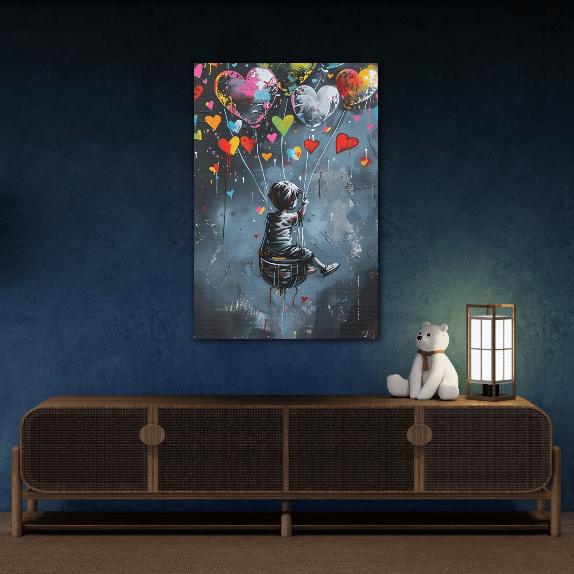 Child with Balloons Banksy Wall Art Canvas Prints