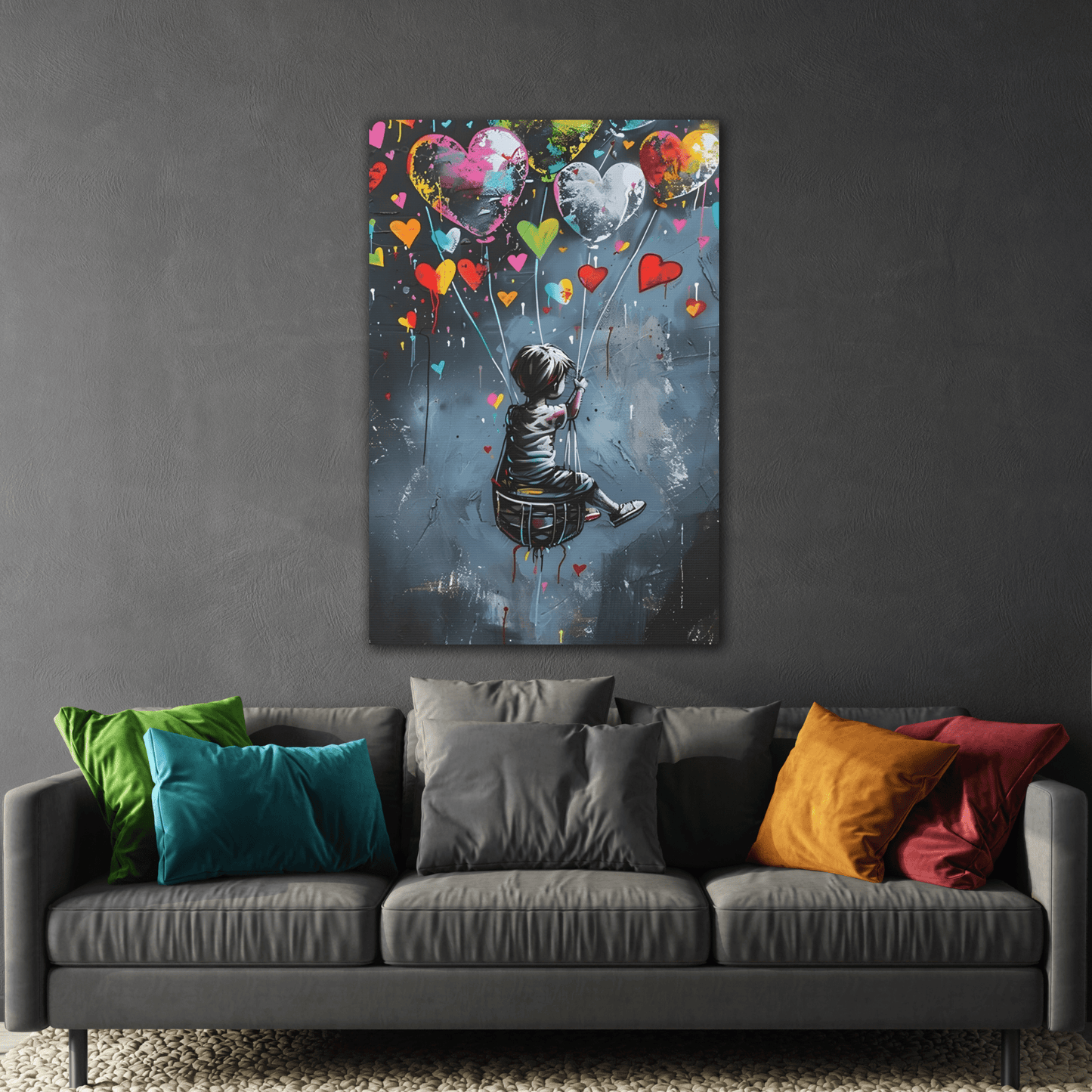 Child with Balloons Banksy Wall Art Canvas Prints