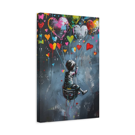 Child with Balloons Banksy Wall Art Canvas Prints