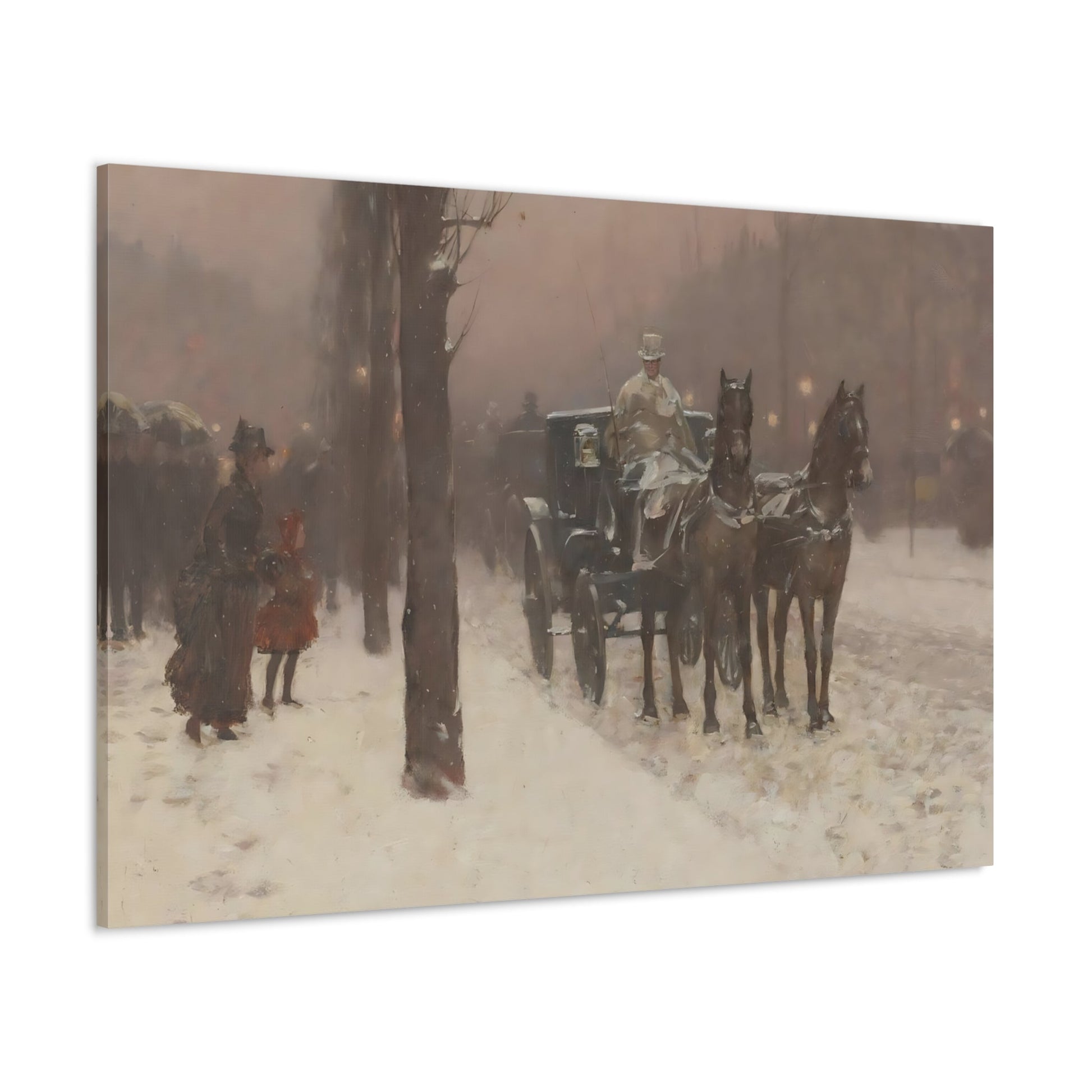 Childe Hassam Paris Winter Day Canvas Print - Impressionist Cityscape Wall Art Prints