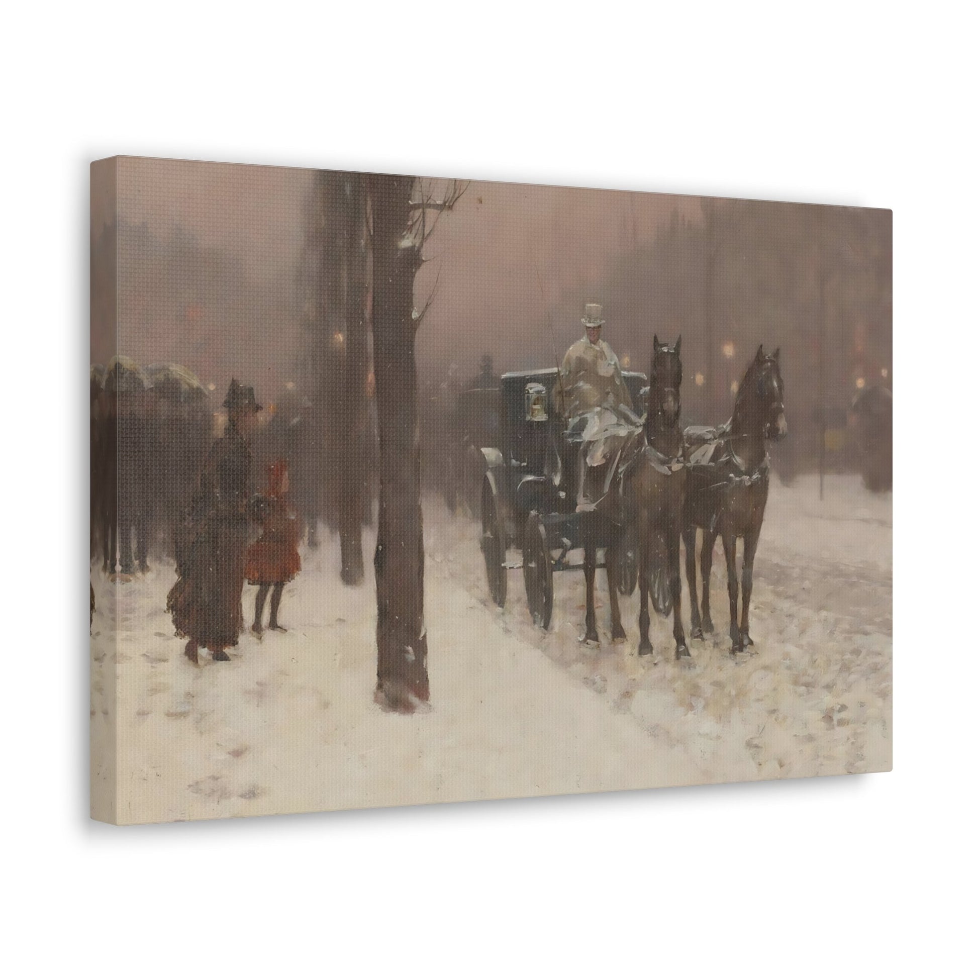 Childe Hassam Paris Winter Day Canvas Print - Impressionist Cityscape Wall Art Prints