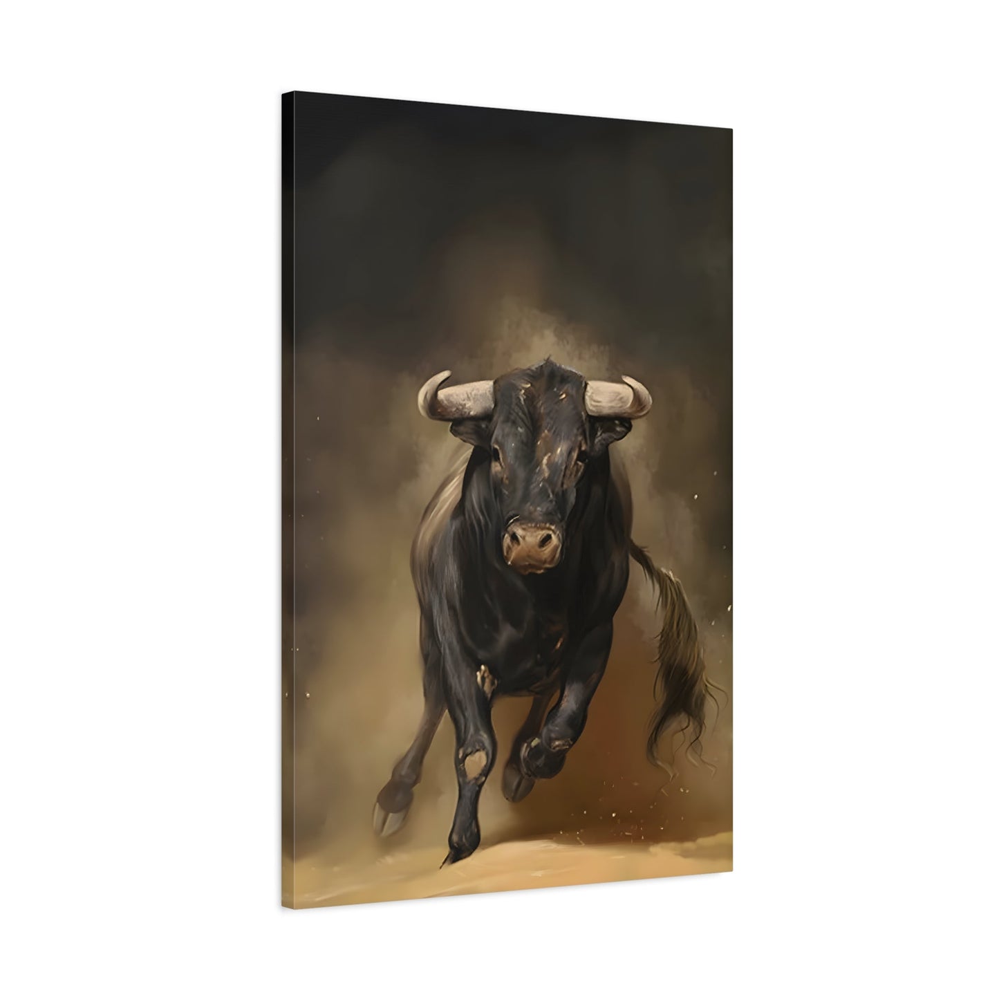 Classical Bull Charging Canvas Print - Large Animal Artwork for Home Decor