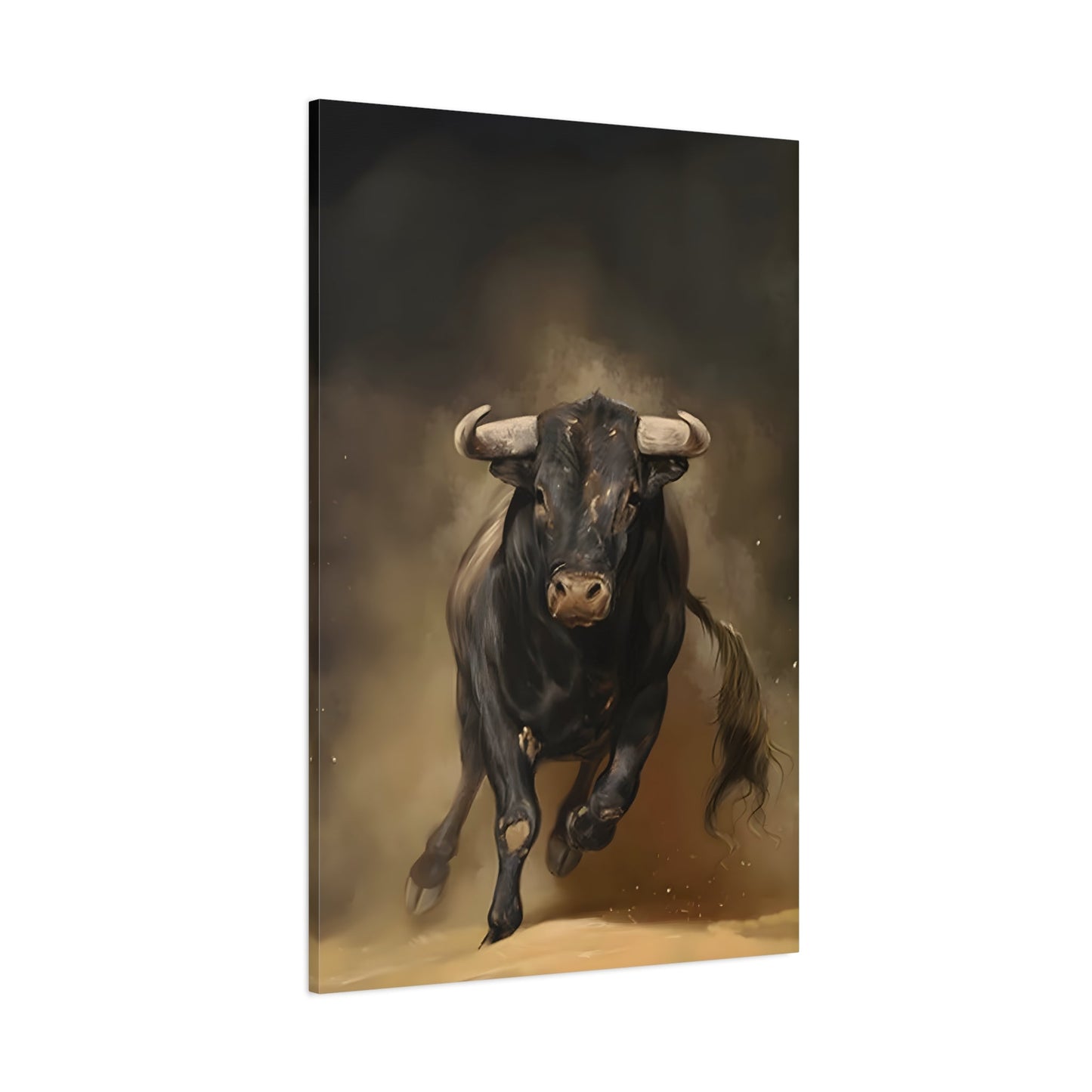 Classical Bull Charging Canvas Print - Large Animal Artwork for Home Decor