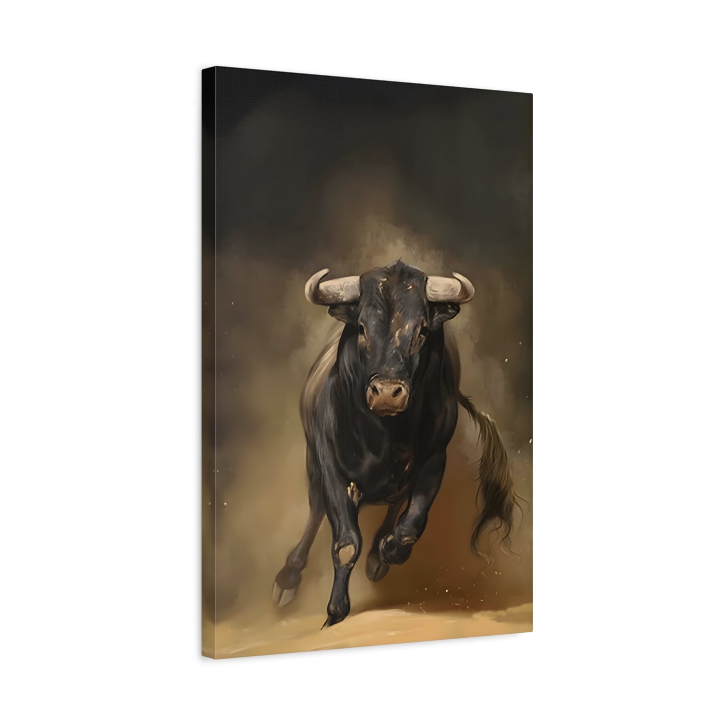 Classical Bull Charging Canvas Print - Large Animal Artwork for Home Decor