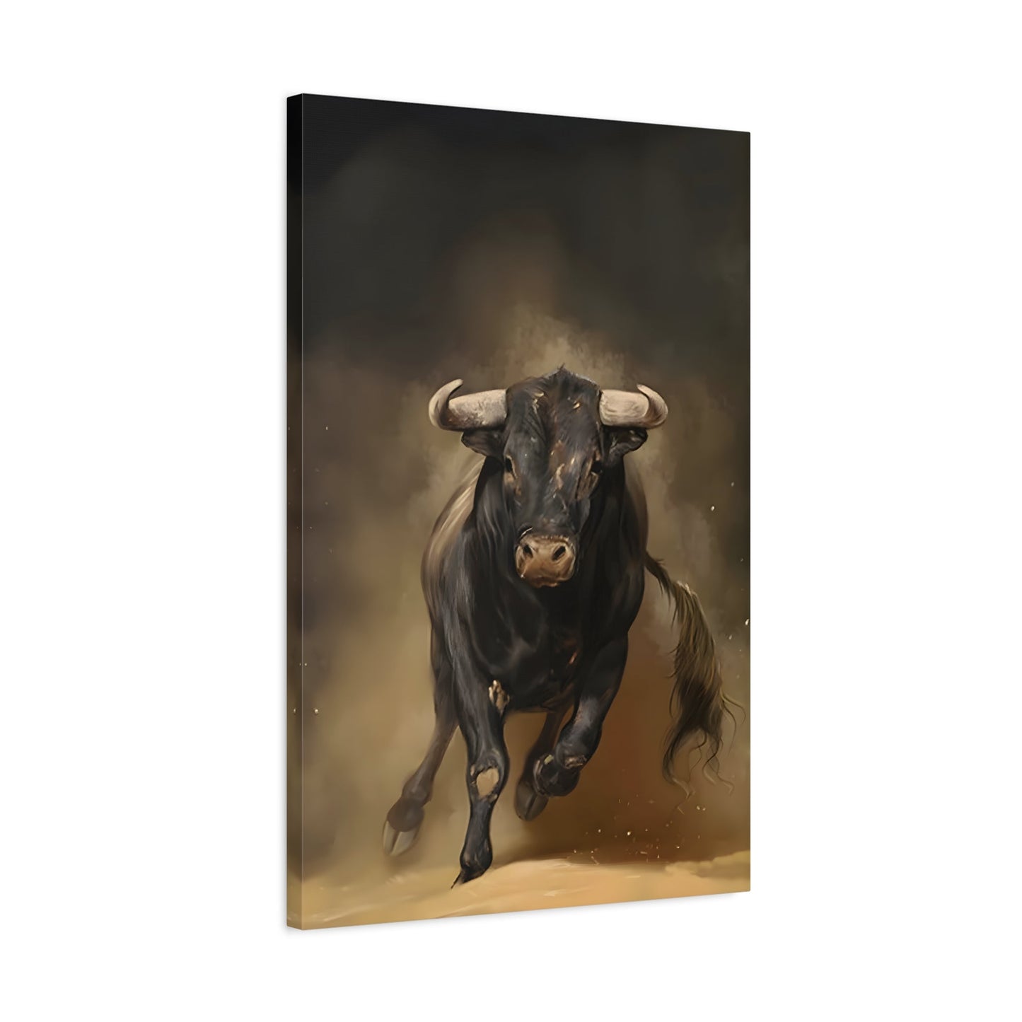 Classical Bull Charging Canvas Print - Large Animal Artwork for Home Decor