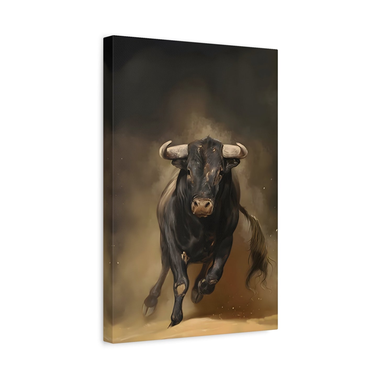 Classical Bull Charging Canvas Print - Large Animal Artwork for Home Decor