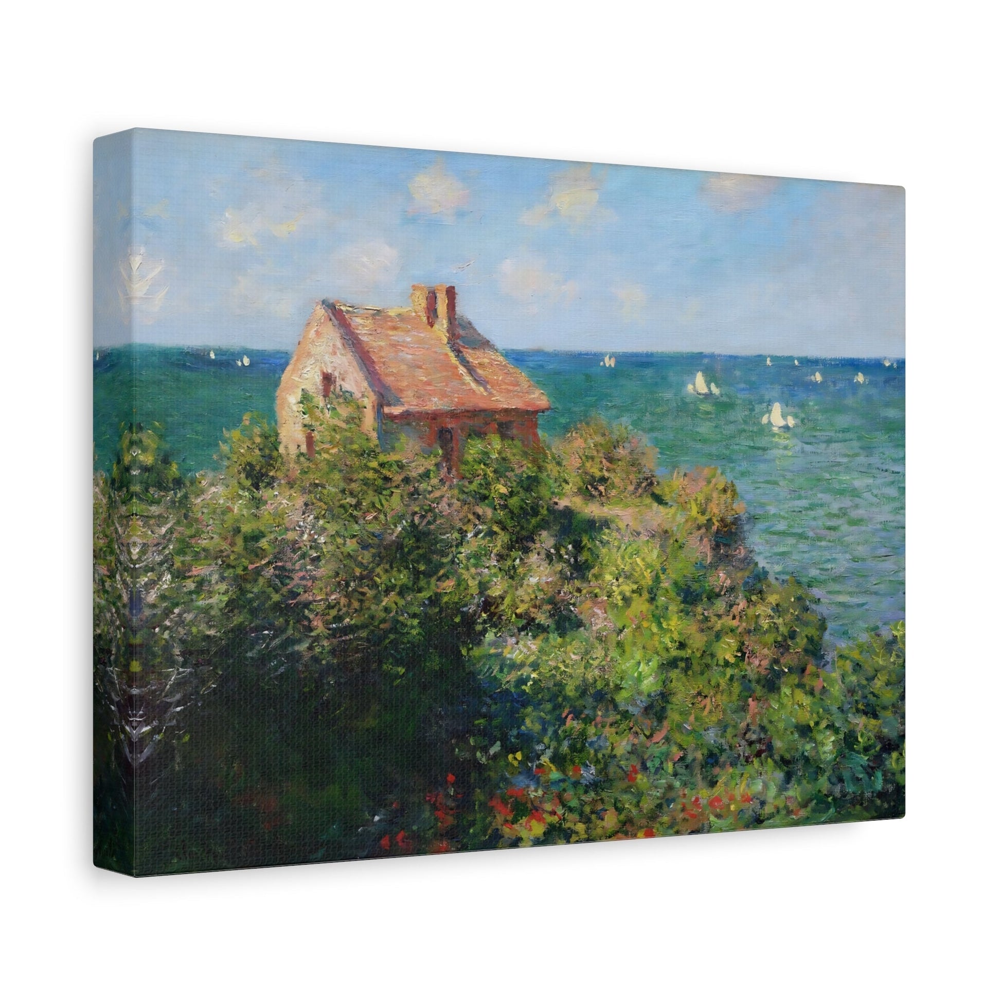 Claude Monet Fishermans Cottage on the Cliffs - Canvas Wall Art Reproduction