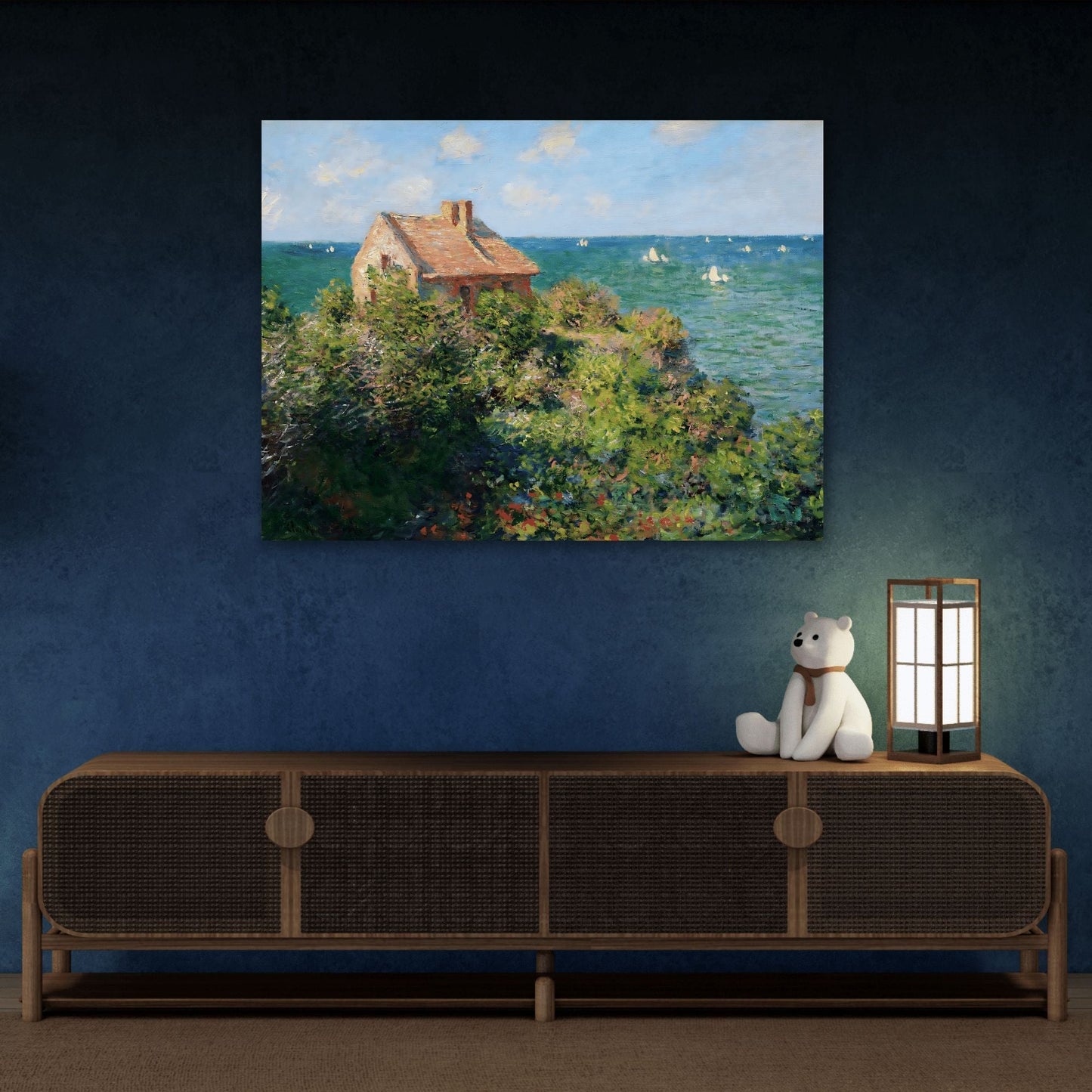 Claude Monet Fishermans Cottage on the Cliffs - Canvas Wall Art Reproduction