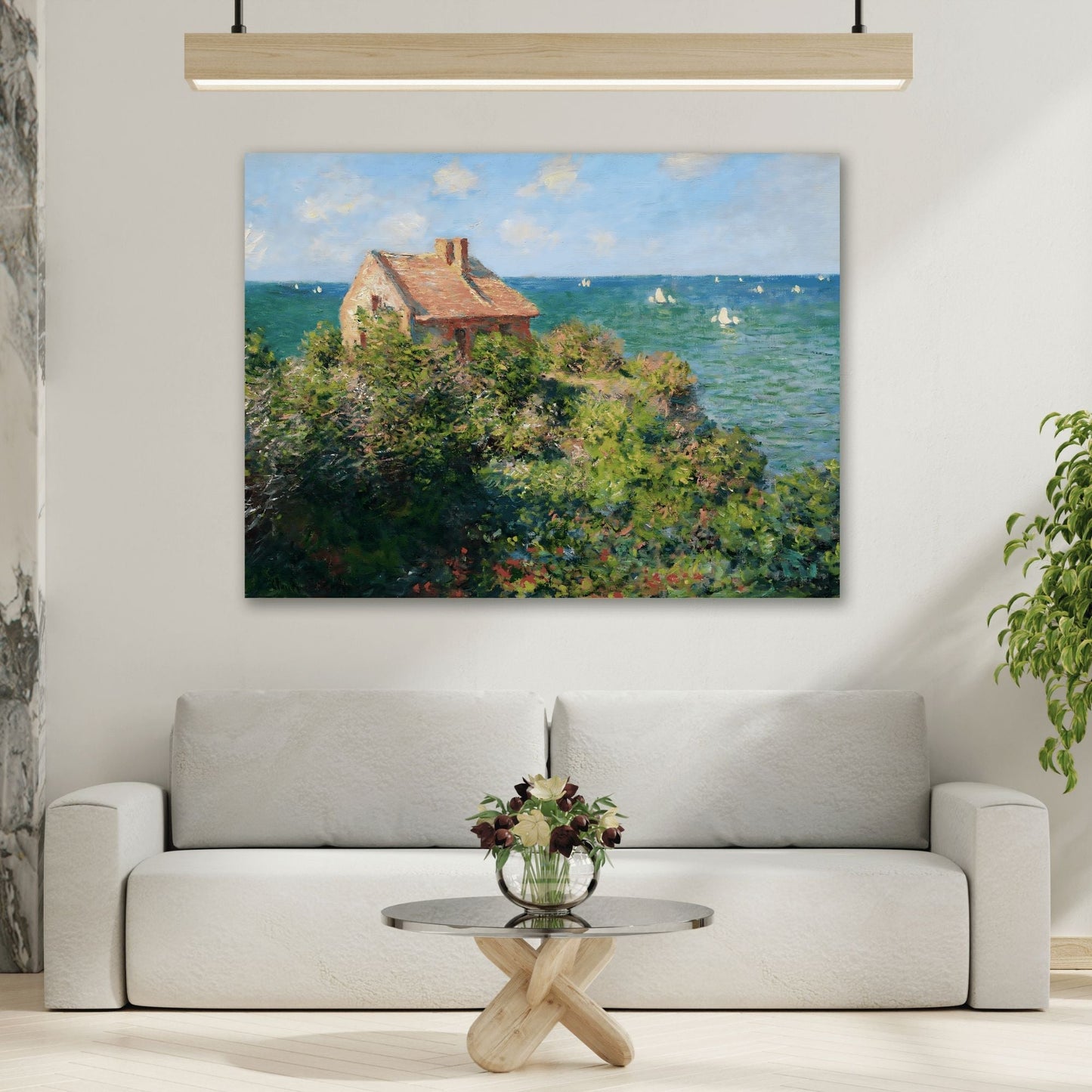 Claude Monet Fishermans Cottage on the Cliffs - Canvas Wall Art Reproduction