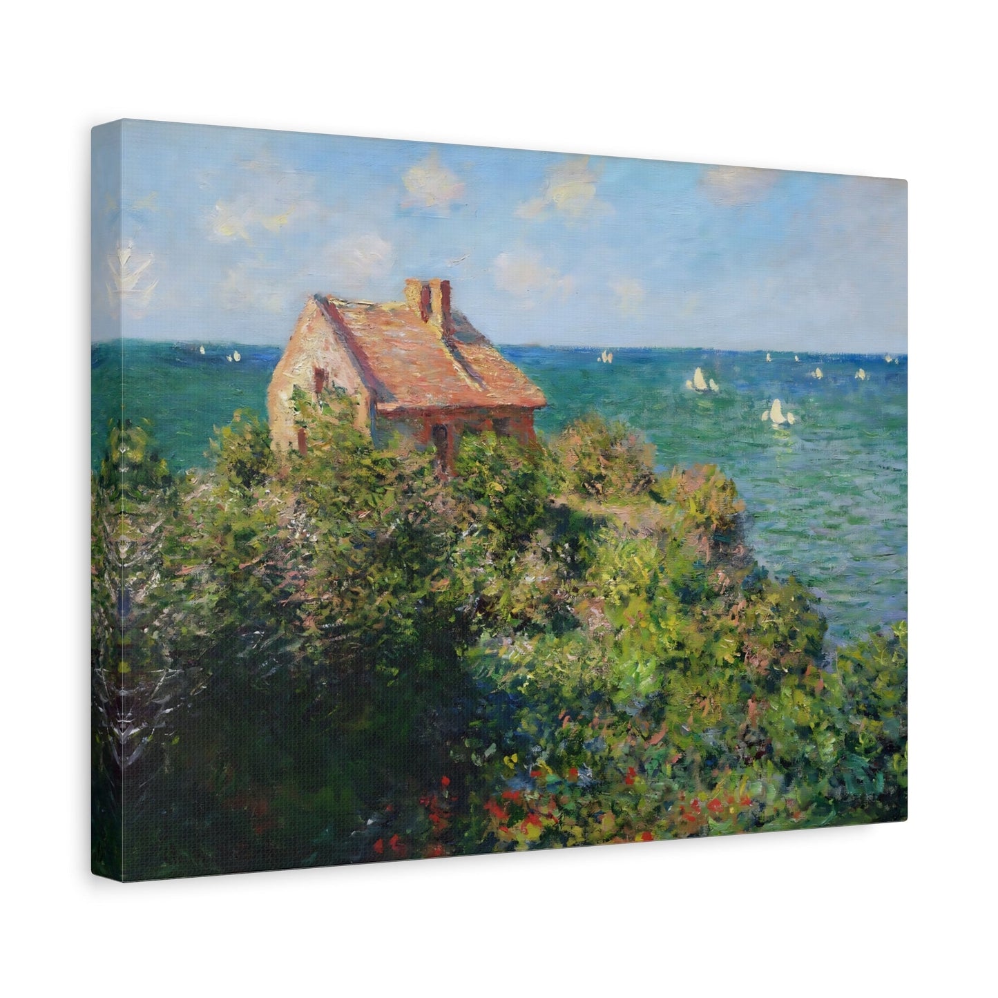 Claude Monet Fishermans Cottage on the Cliffs - Canvas Wall Art Reproduction