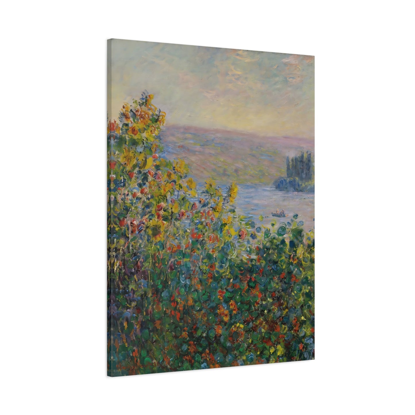 Claude Monet Flower Beds at Vetheuil - Canvas Art Reproduction