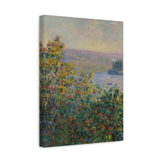 Claude Monet Flower Beds at Vetheuil - Canvas Art Reproduction