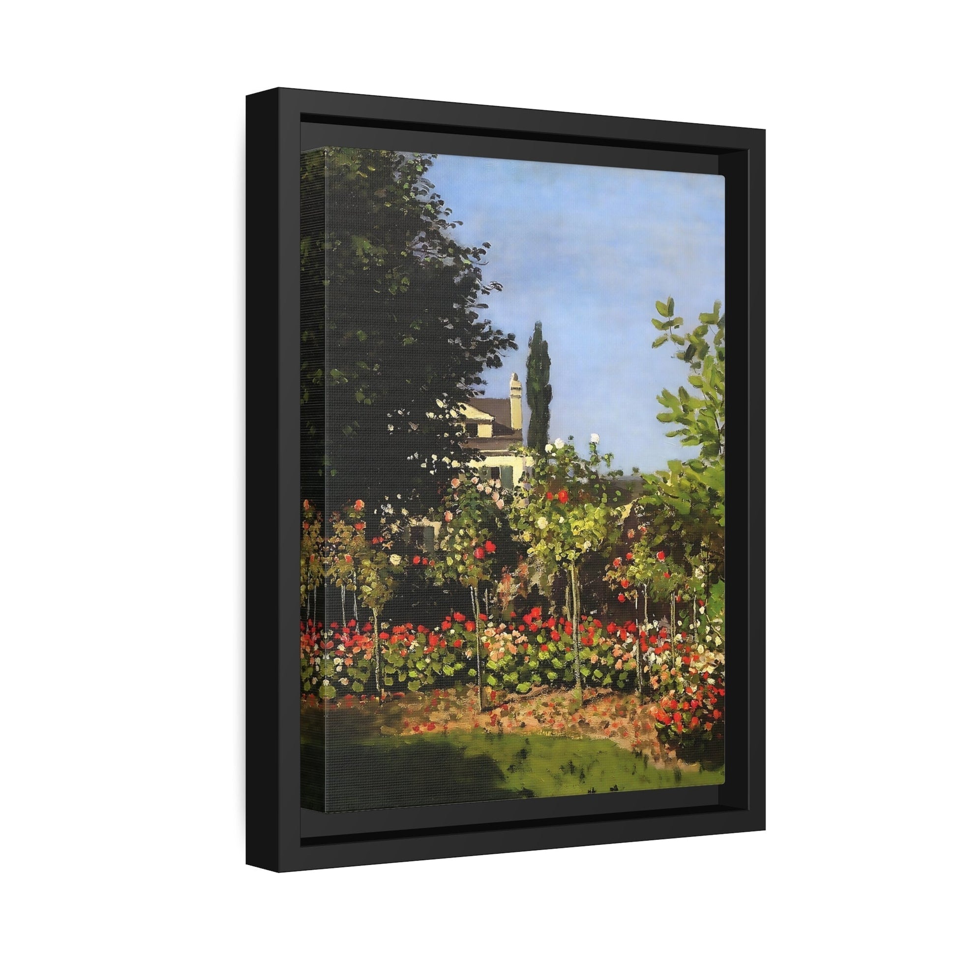 Claude Monet Garden Bloom Sainte Addresse - Framed Canvas Wall Art Print