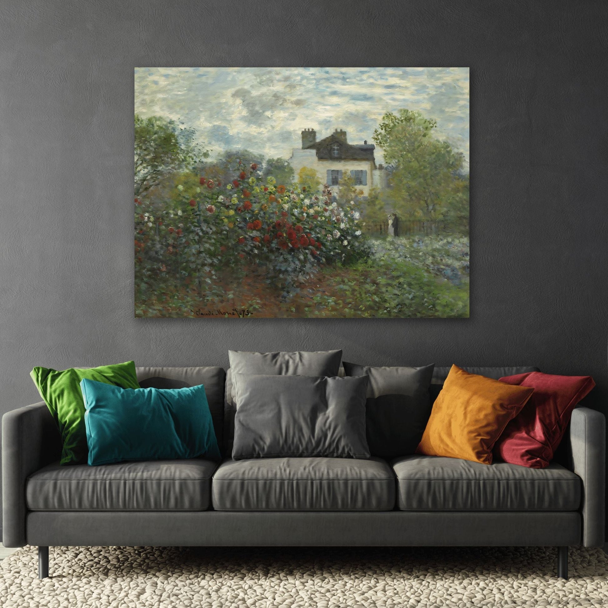 Claude Monet Garden of Monet at Argenteuil - Canvas Wall Art Reproduction