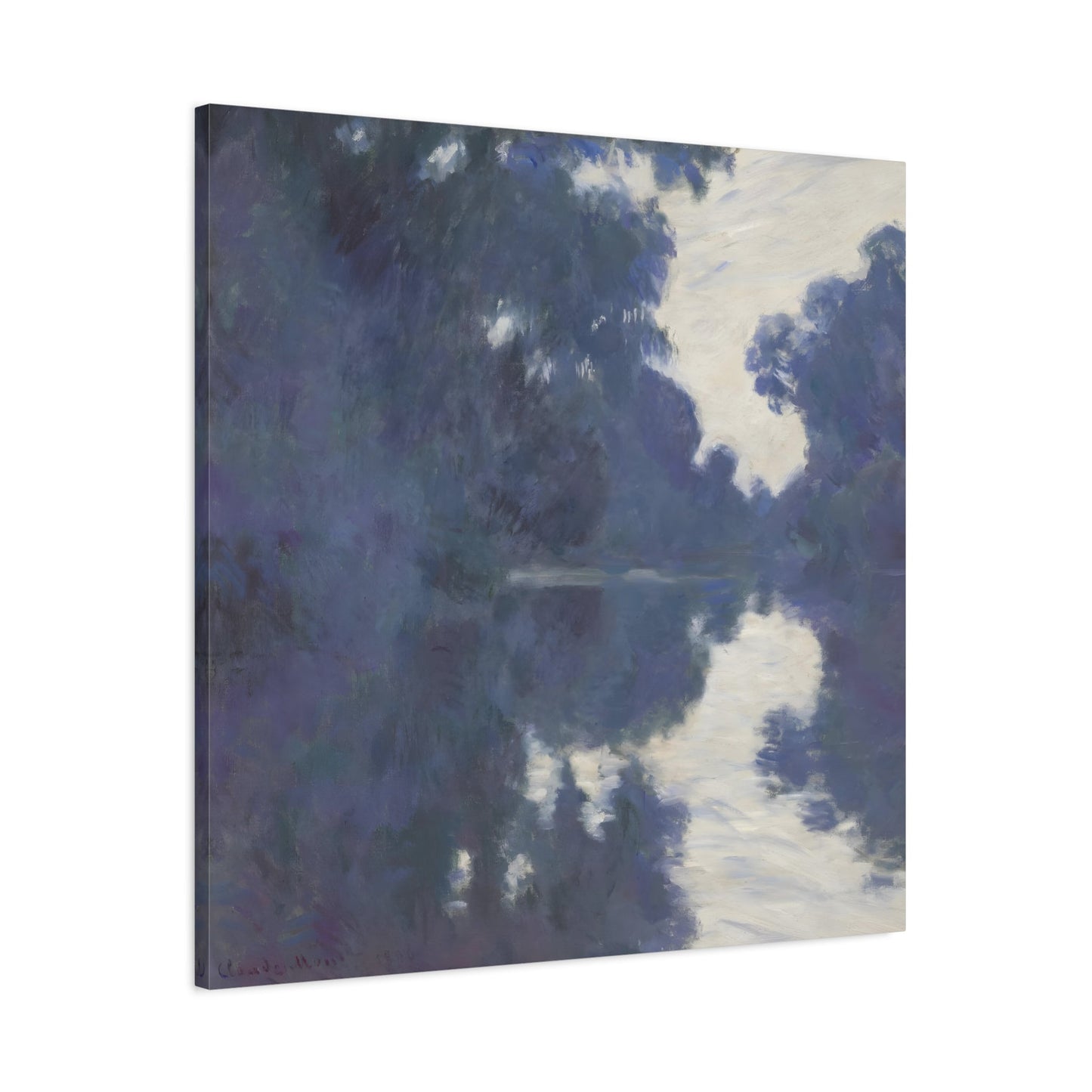 Claude Monet Morning on the Seine - Square Canvas Wall Art Print Reproduction