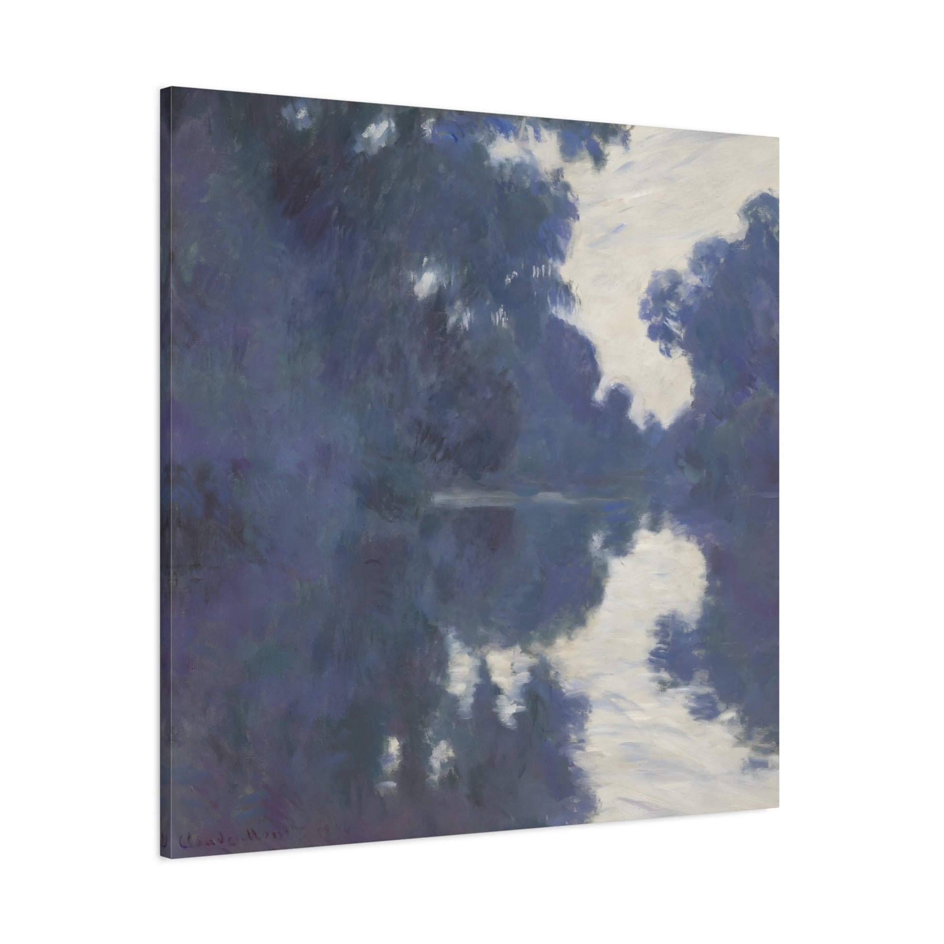 Claude Monet Morning on the Seine - Square Canvas Wall Art Print Reproduction