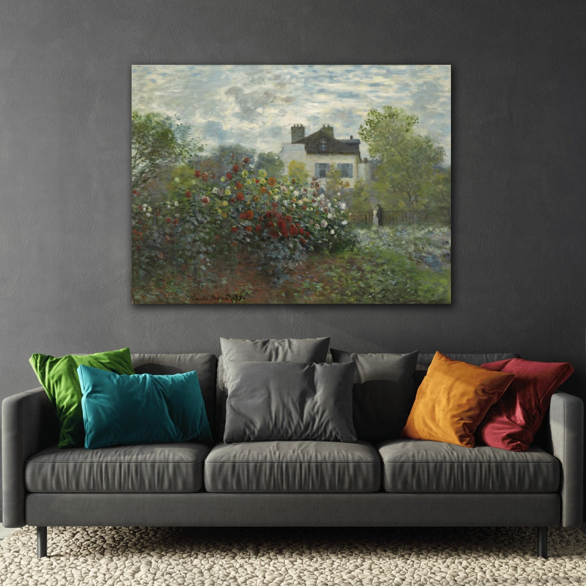 Claude Monet The Artist Garden in Argenteuil - Canvas Print Flower Gardens Scene