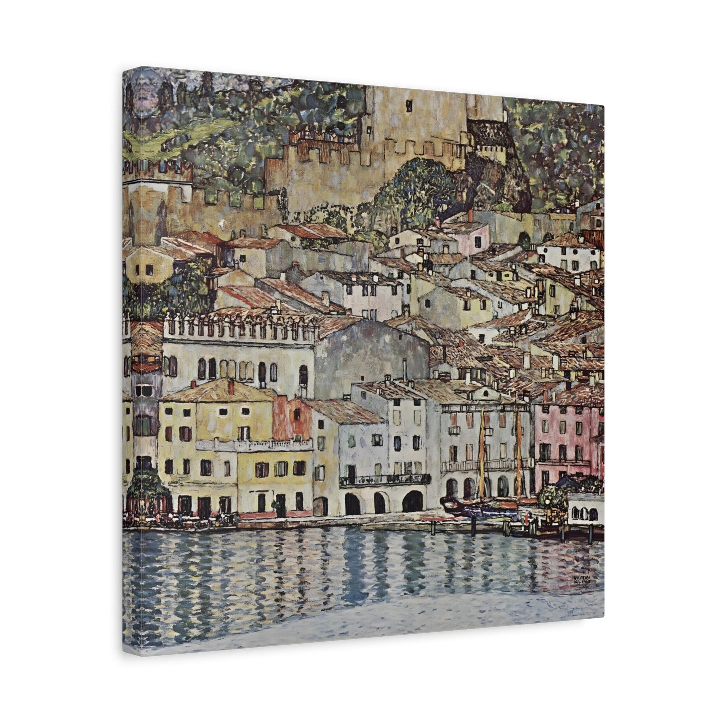 Coastal Colorful Lake Garda - Canvas Wall Art Print by Klimt