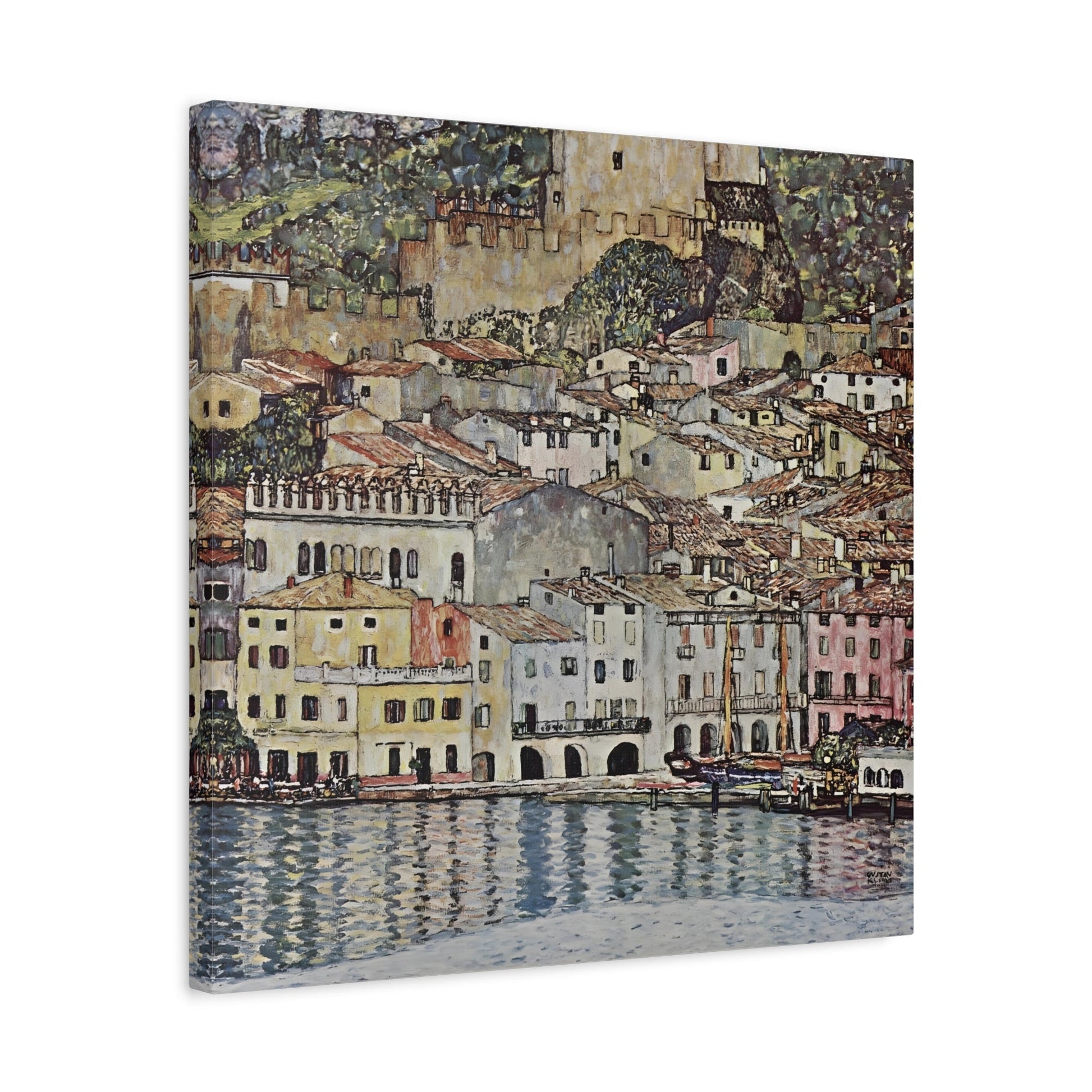 Coastal Colorful Lake Garda - Canvas Wall Art Print by Klimt