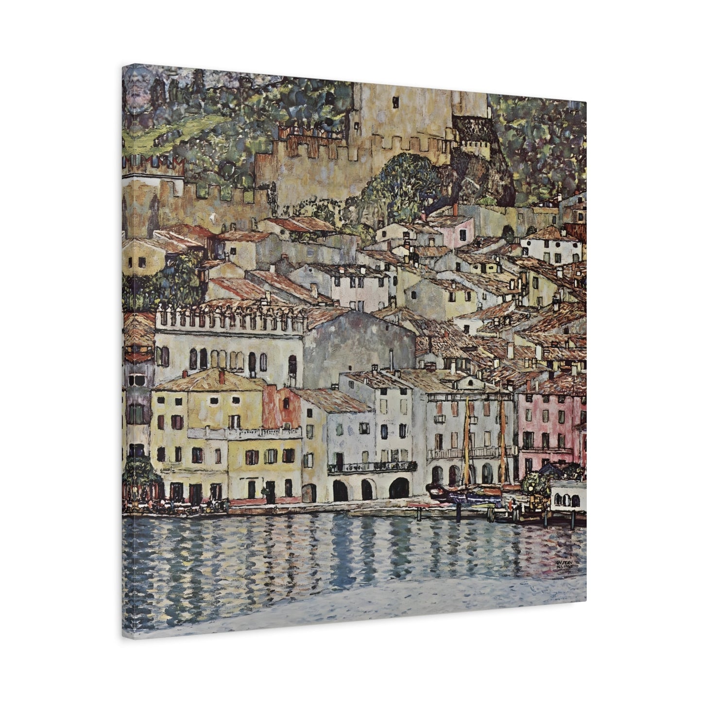 Coastal Colorful Lake Garda - Canvas Wall Art Print by Klimt