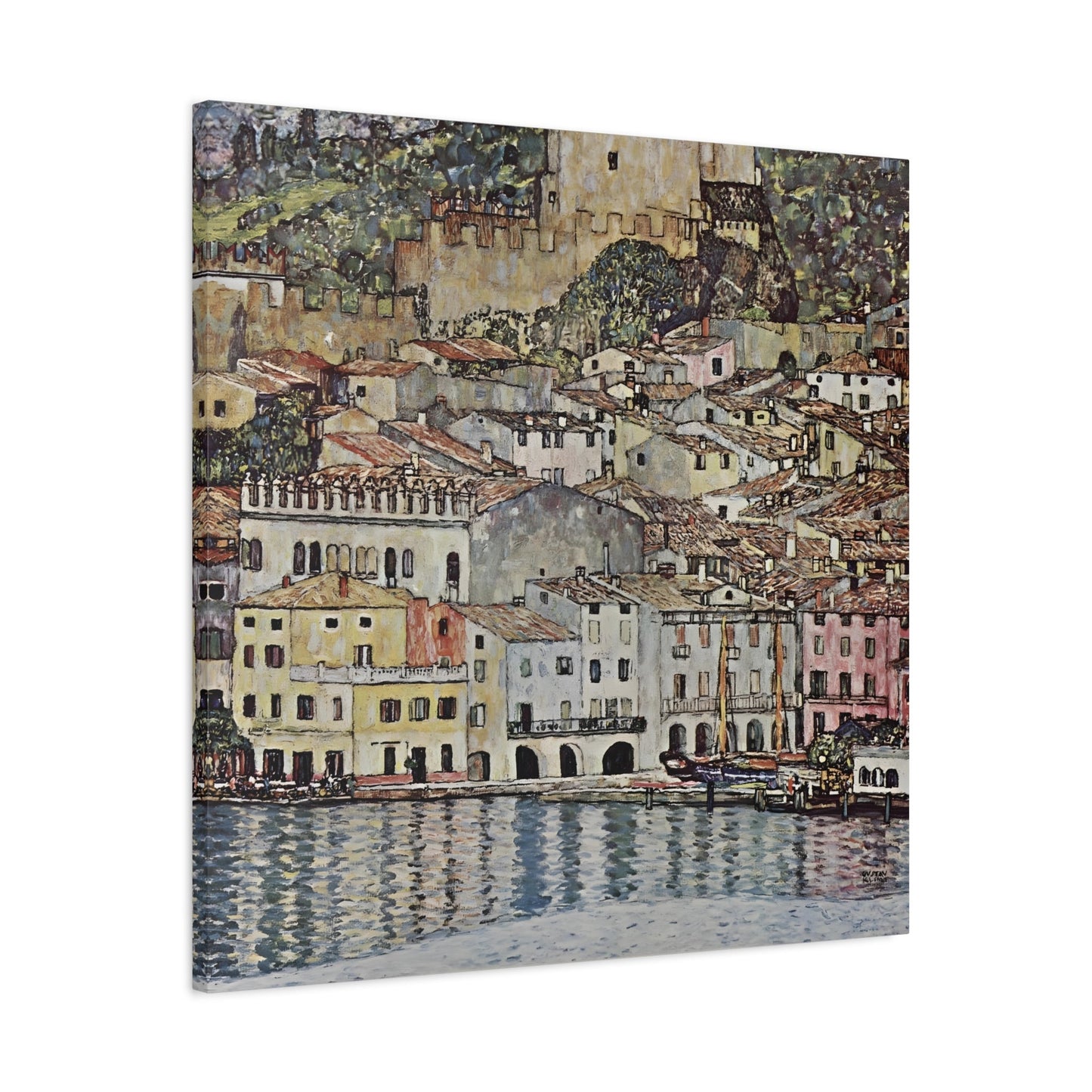 Coastal Colorful Lake Garda - Canvas Wall Art Print by Klimt