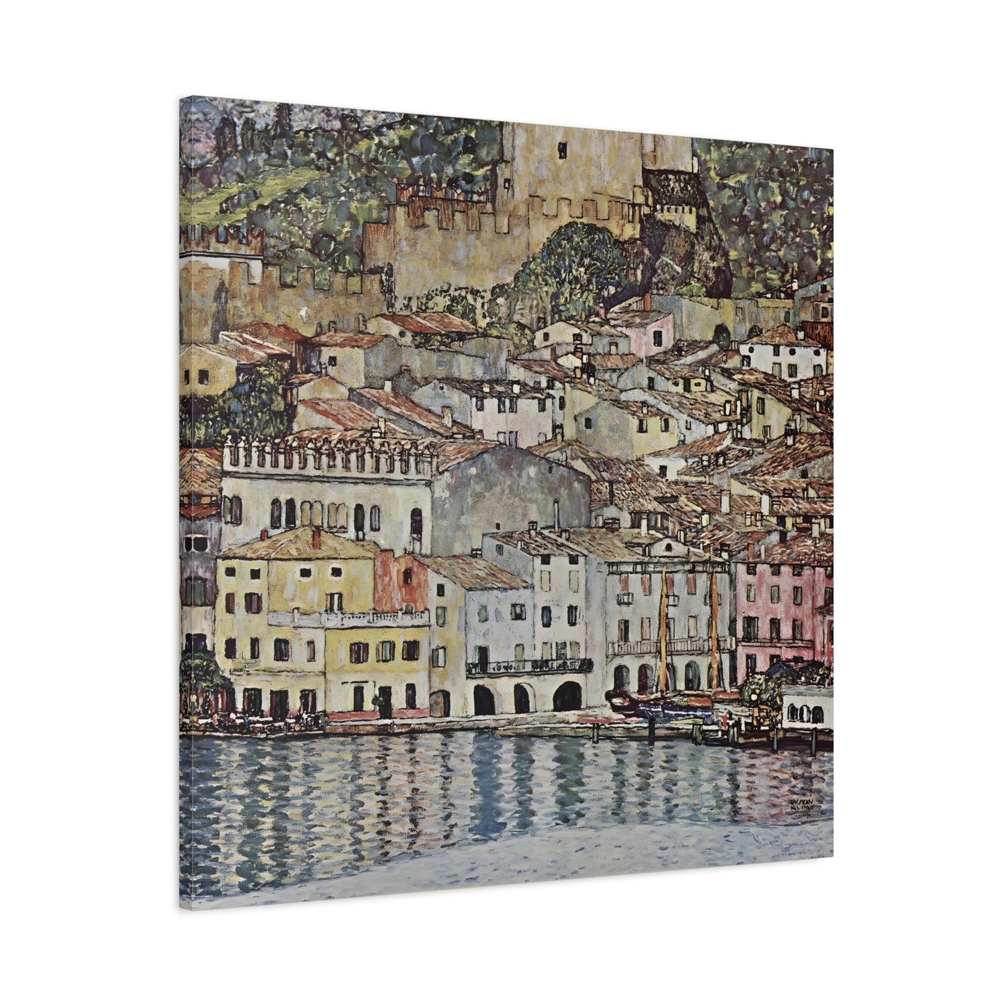 Coastal Colorful Lake Garda - Canvas Wall Art Print by Klimt