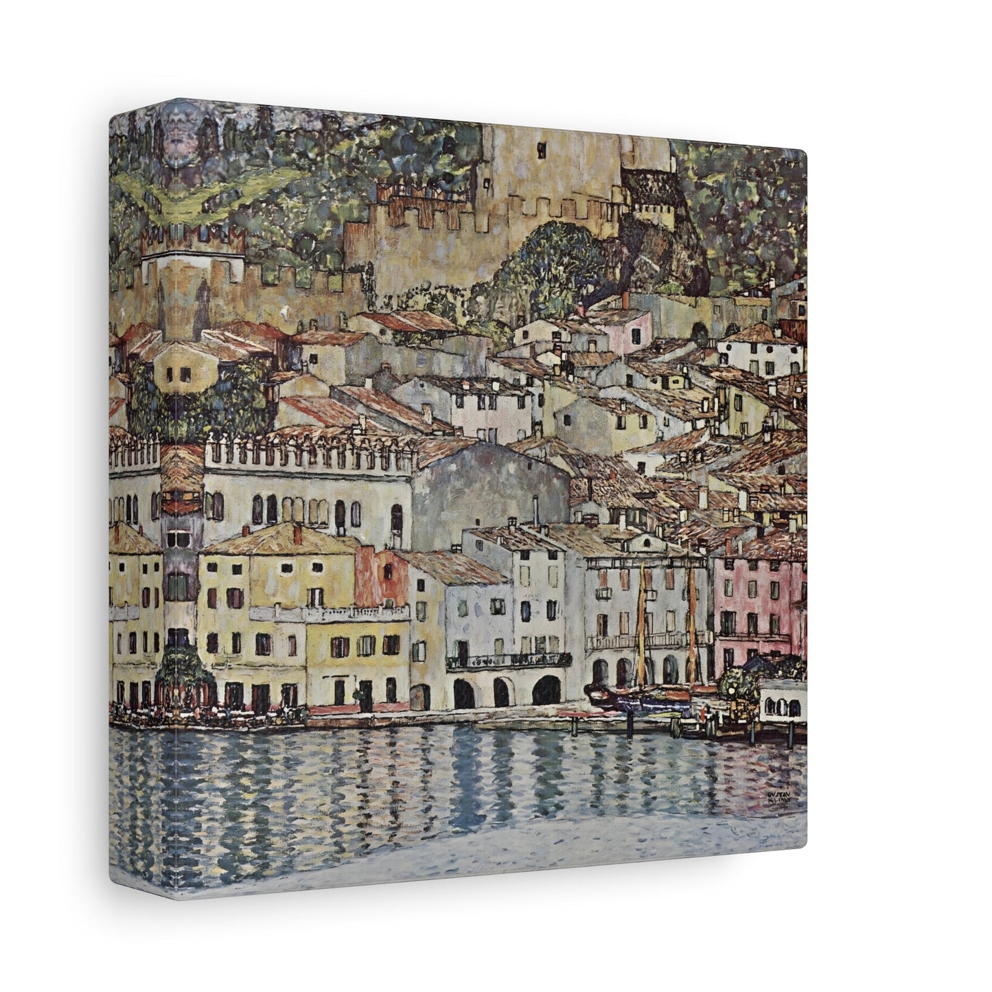 Coastal Colorful Lake Garda - Canvas Wall Art Print by Klimt