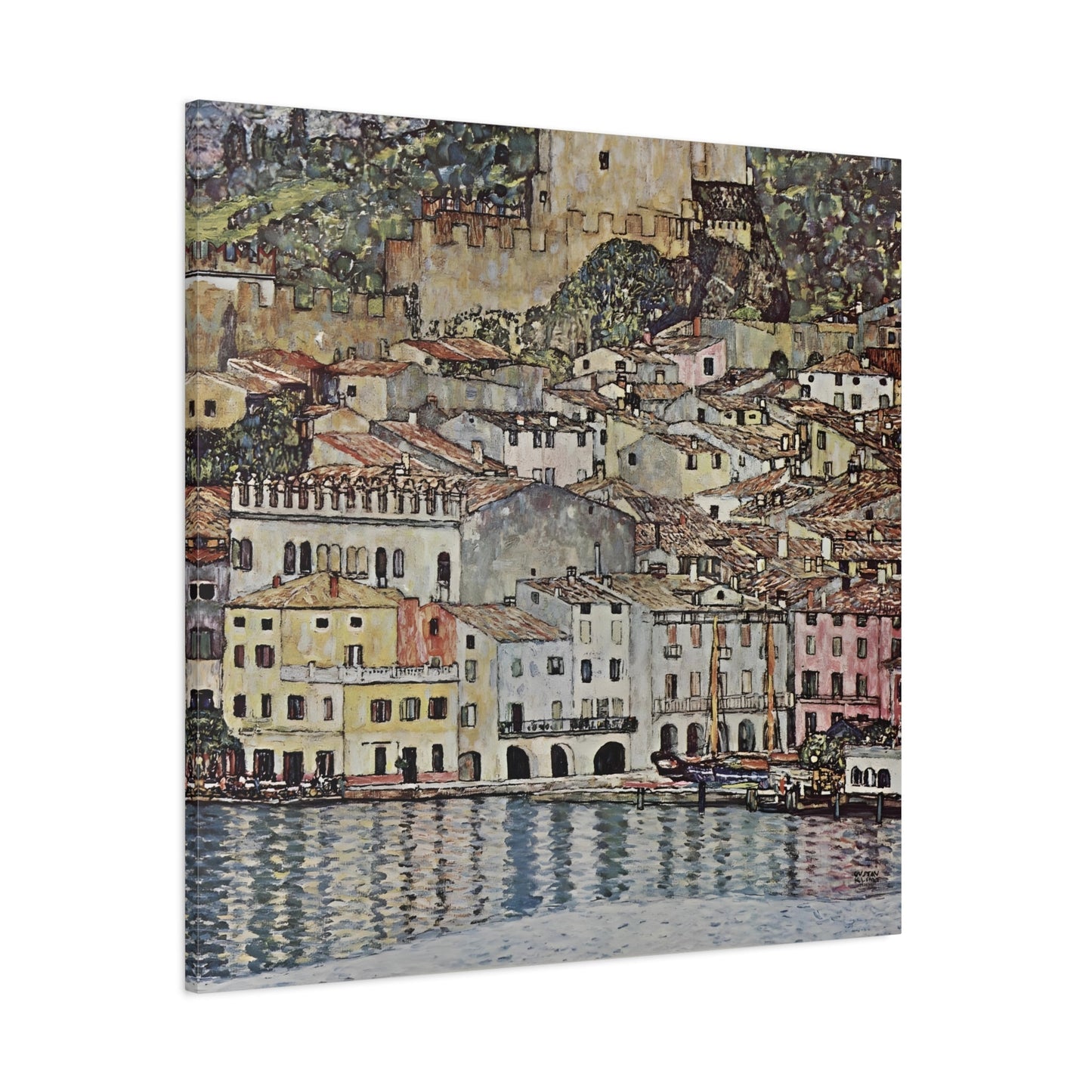 Coastal Colorful Lake Garda - Canvas Wall Art Print by Klimt