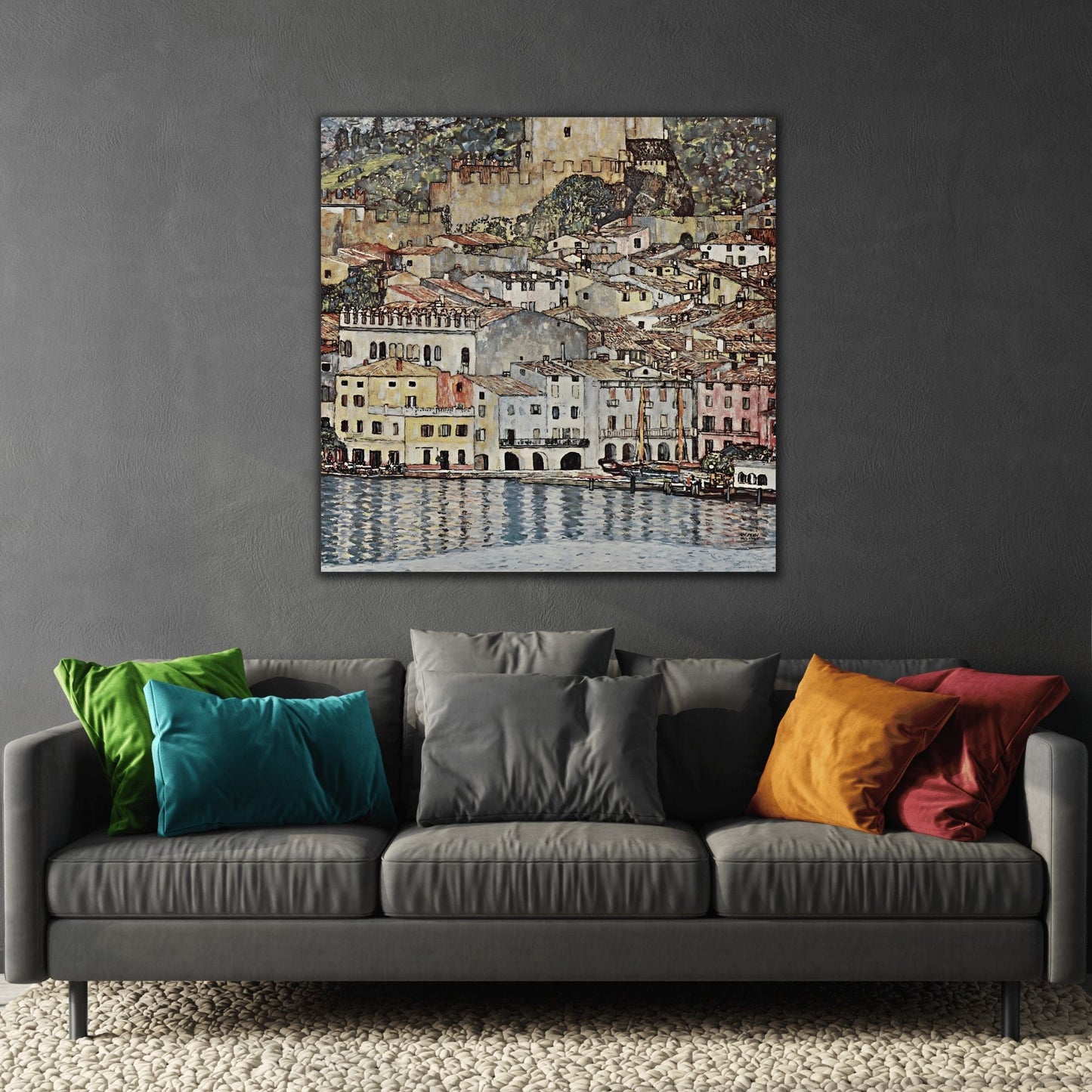 Coastal Colorful Lake Garda - Canvas Wall Art Print by Klimt