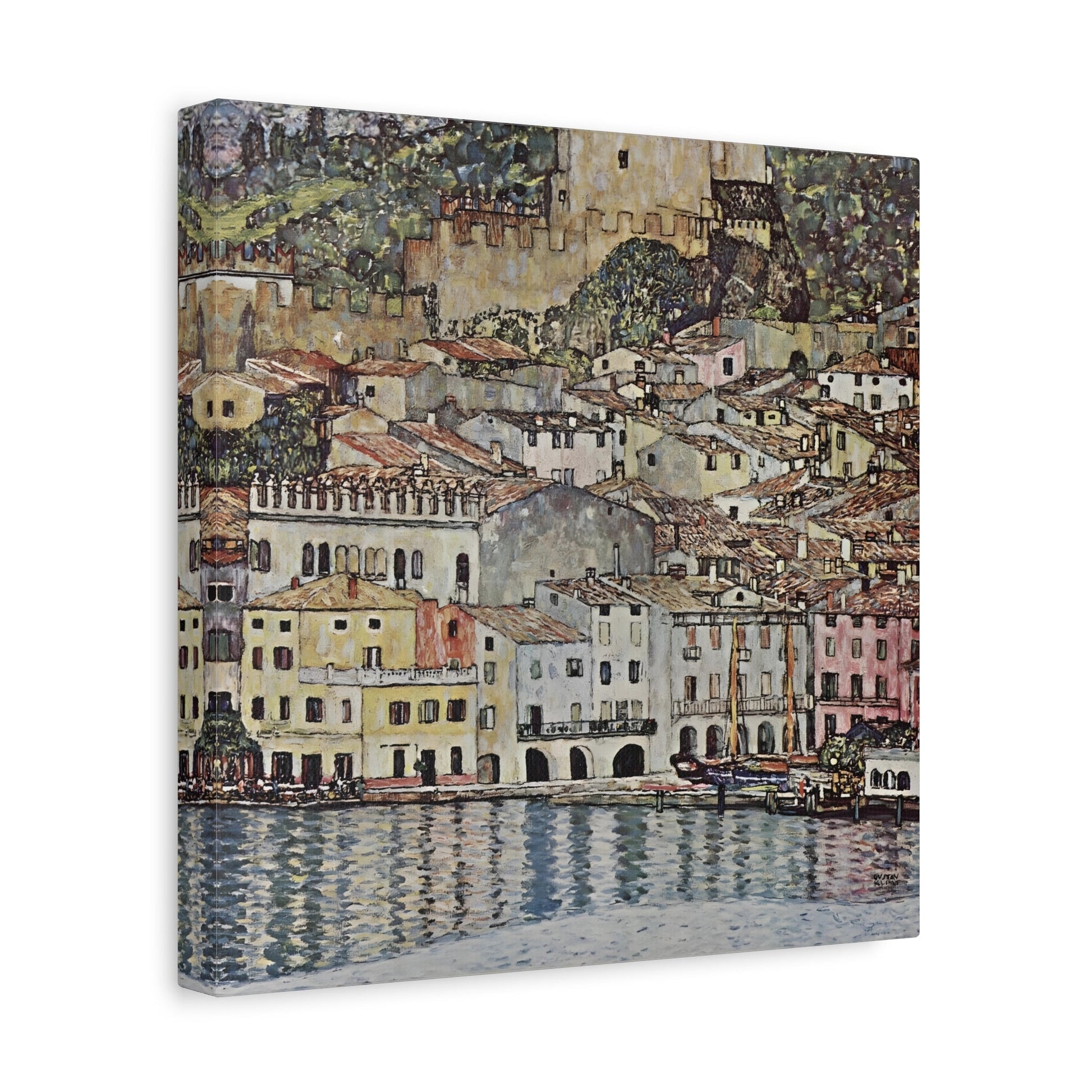 Coastal Colorful Lake Garda - Canvas Wall Art Print by Klimt