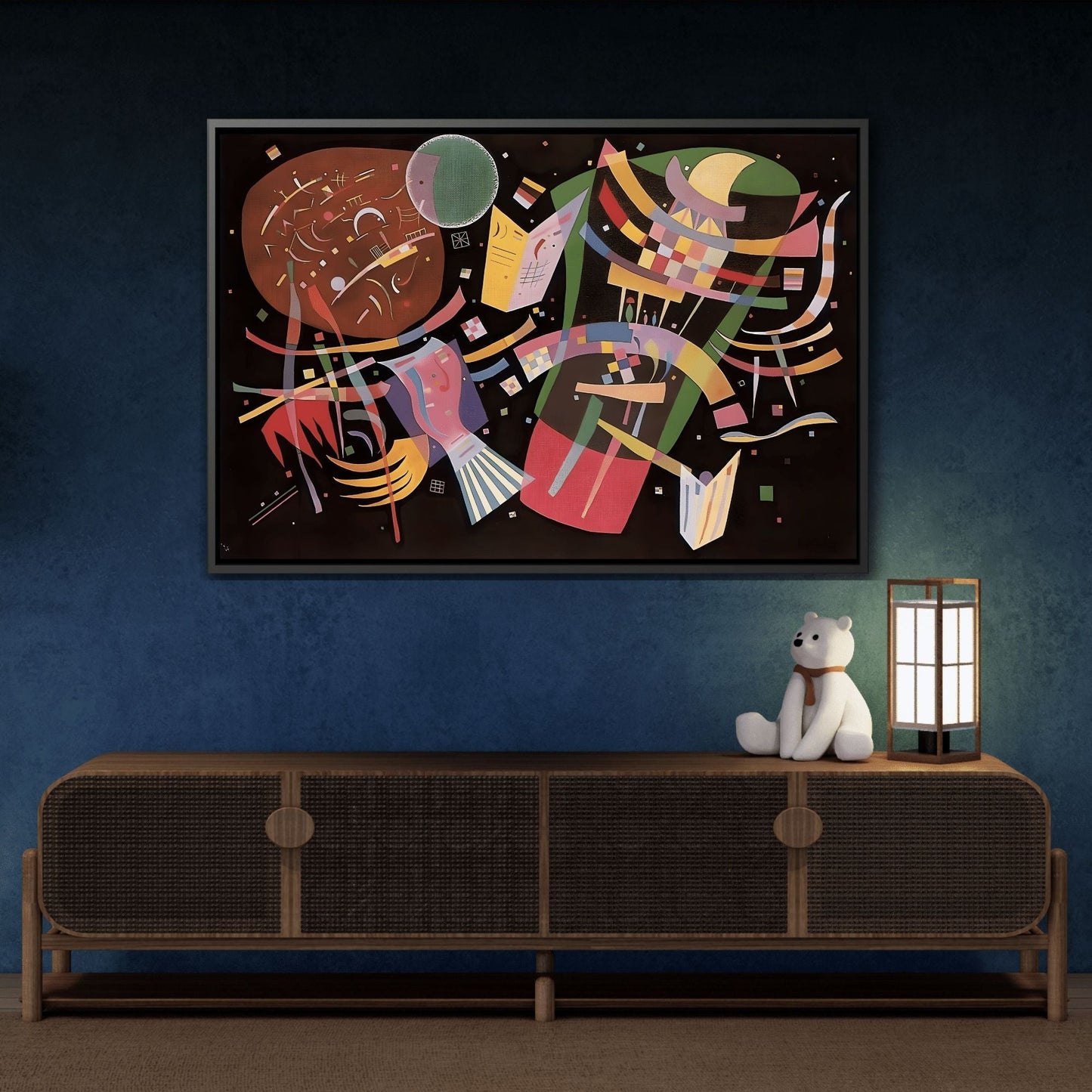 Colorful Abstract Composition X Canvas Print - Framed Kandinsky Wall Art Prints for Living Room