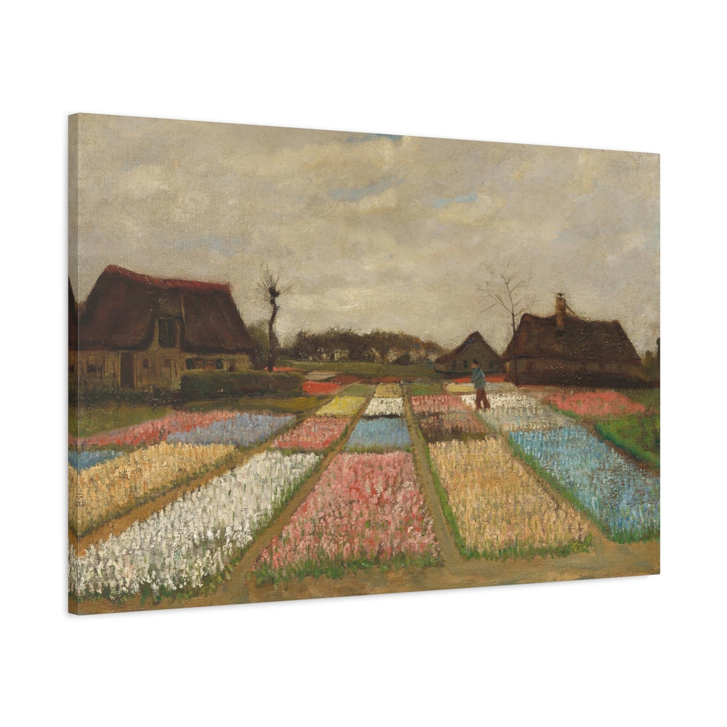 Colorful Landscape Canvas Print - Bulb Fields Wall Art by Van Gogh