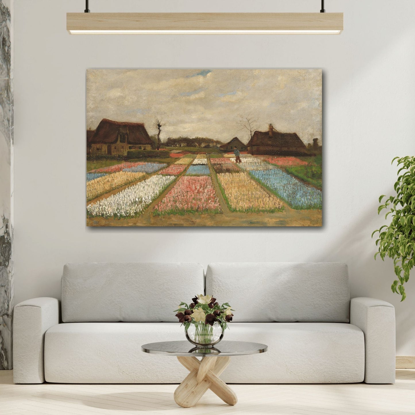 Colorful Landscape Canvas Print - Bulb Fields Wall Art by Van Gogh