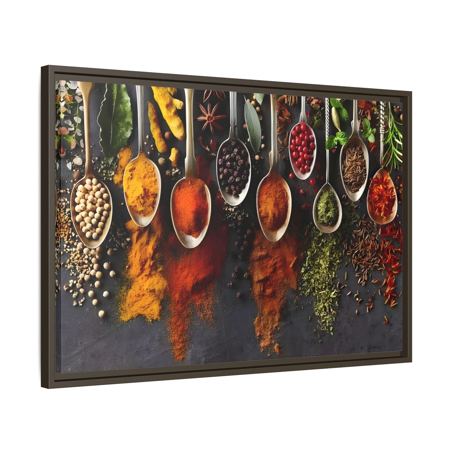 Colorful Spices Canvas Wall Art Print - Framed Kitchen Paintings Decor