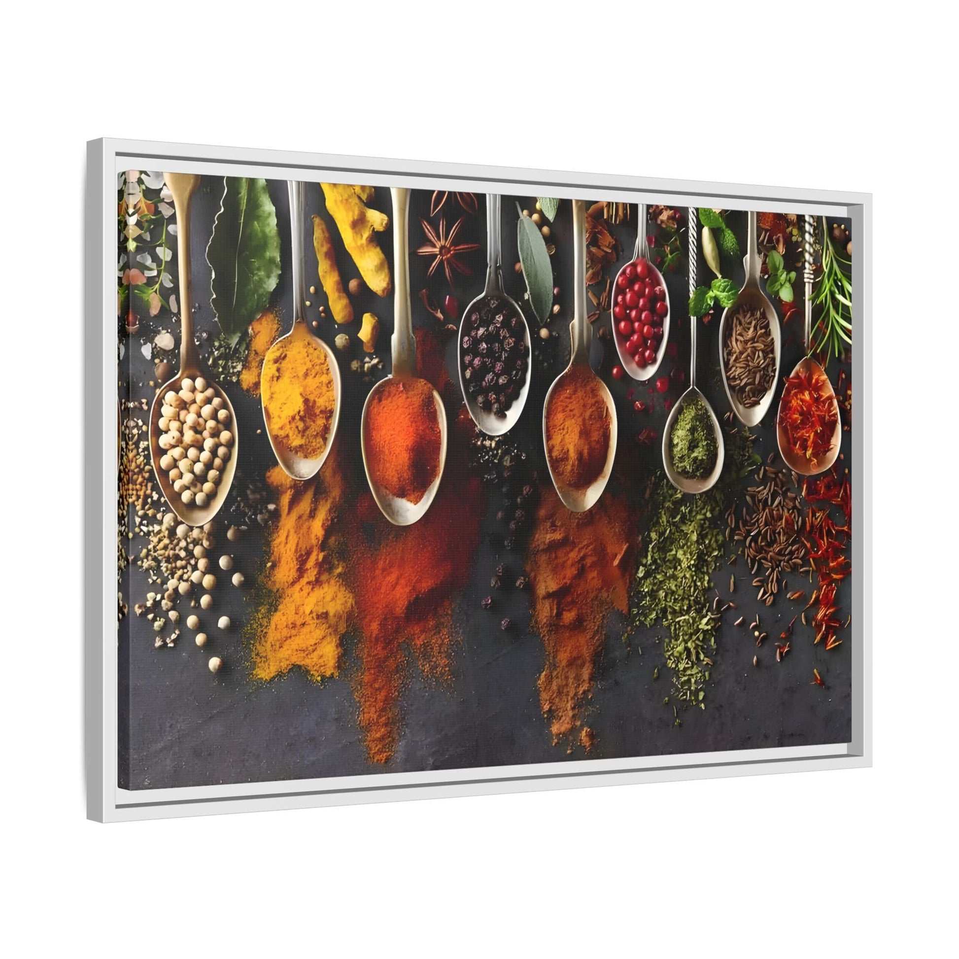 Colorful Spices Canvas Wall Art Print - Framed Kitchen Paintings Decor