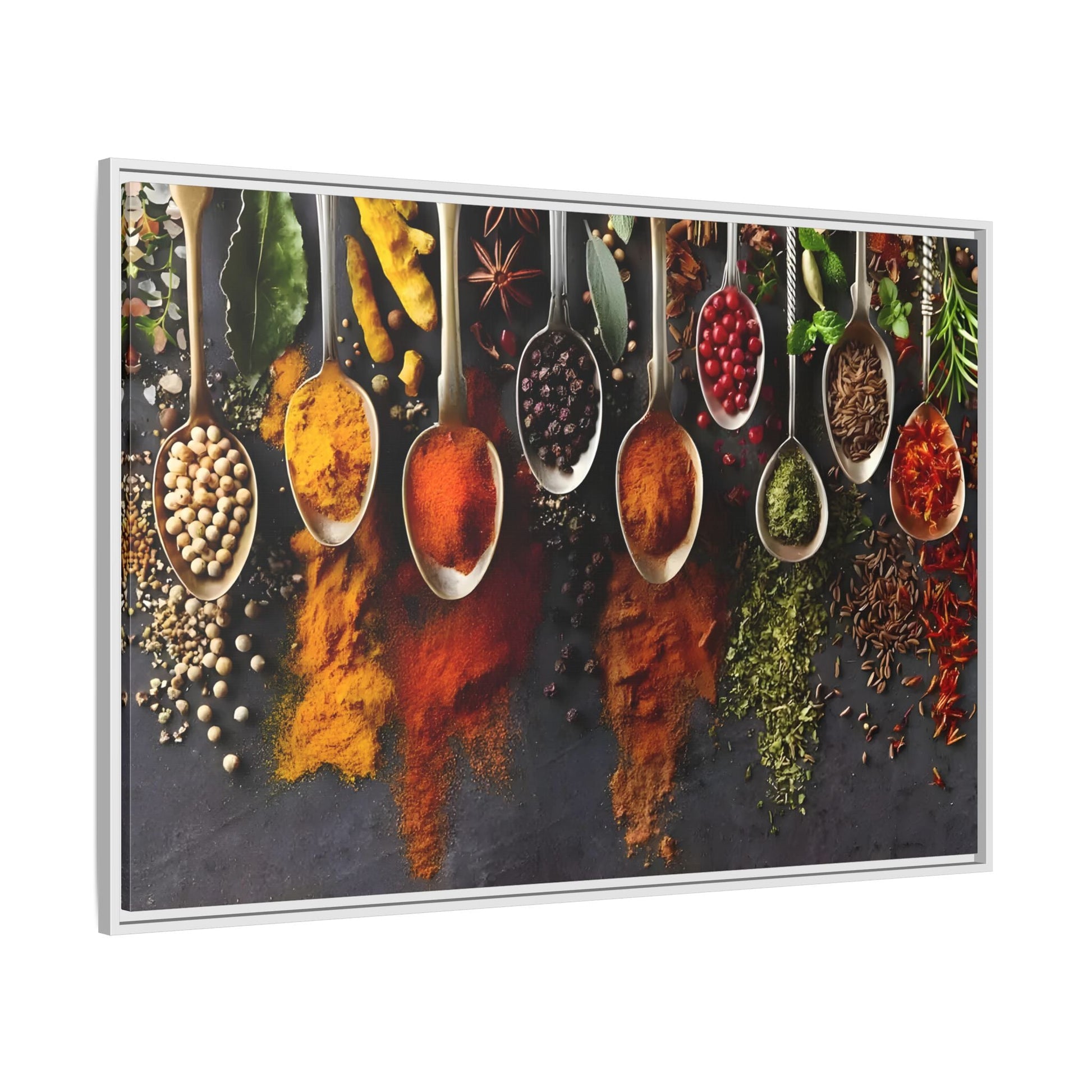 Colorful Spices Canvas Wall Art Print - Framed Kitchen Paintings Decor
