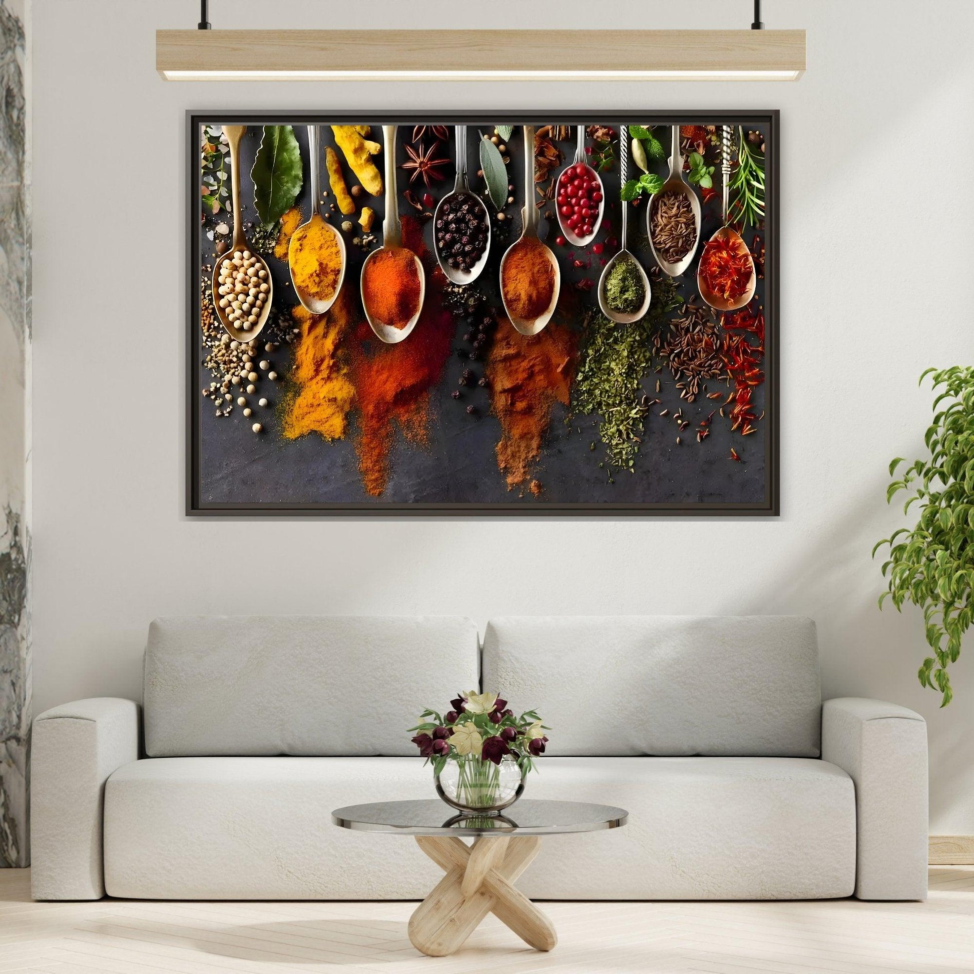Colorful Spices Canvas Wall Art Print - Framed Kitchen Paintings Decor