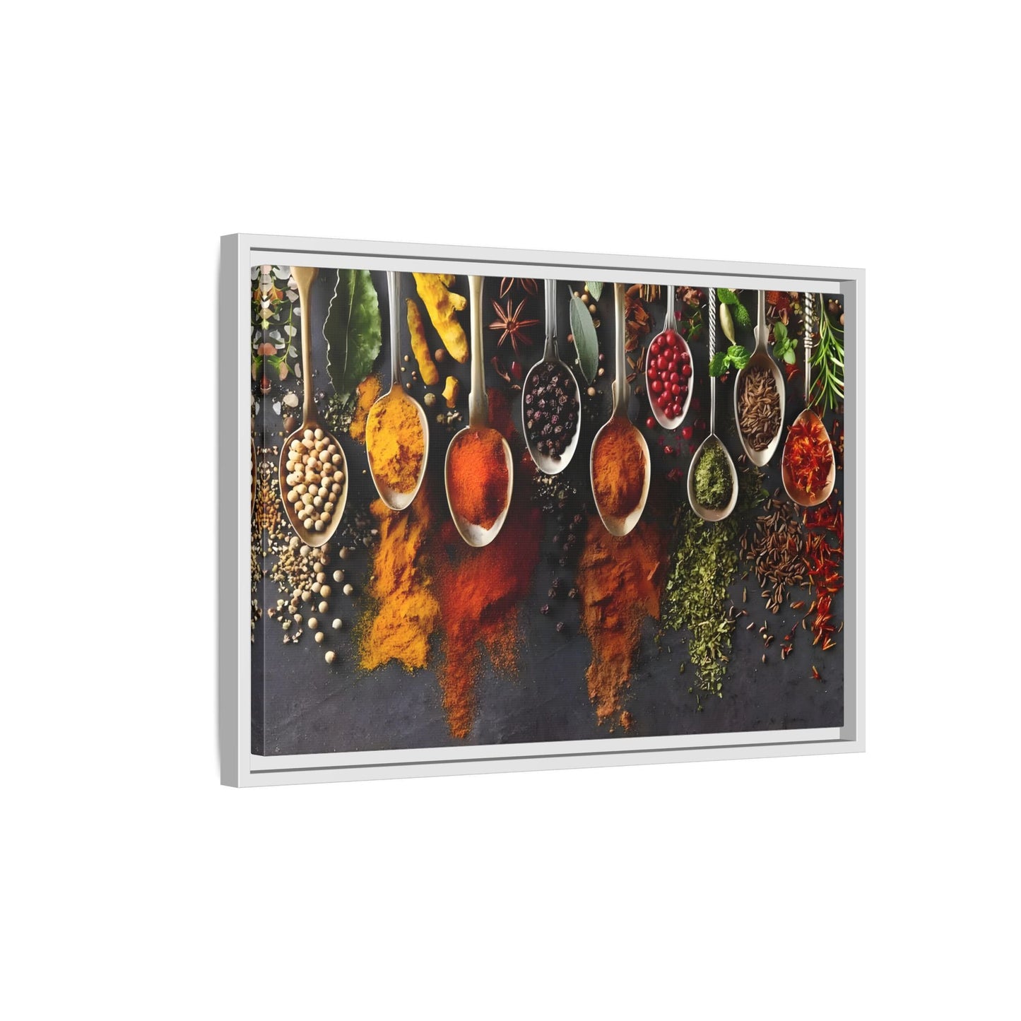 Colorful Spices Canvas Wall Art Print - Framed Kitchen Paintings Decor