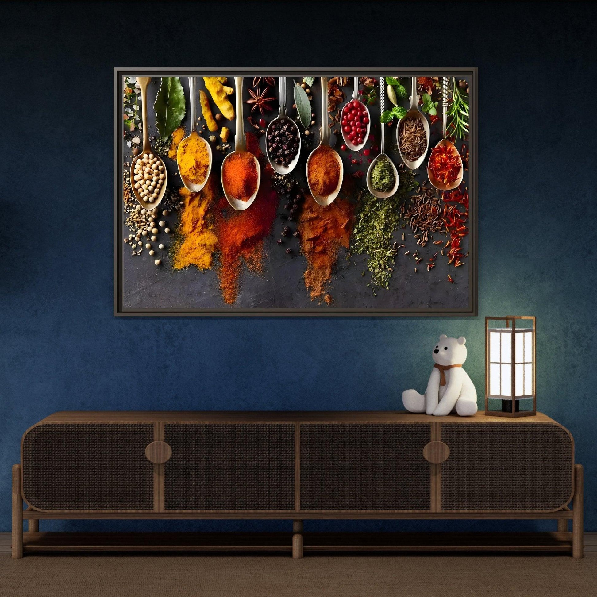 Colorful Spices Canvas Wall Art Print - Framed Kitchen Paintings Decor