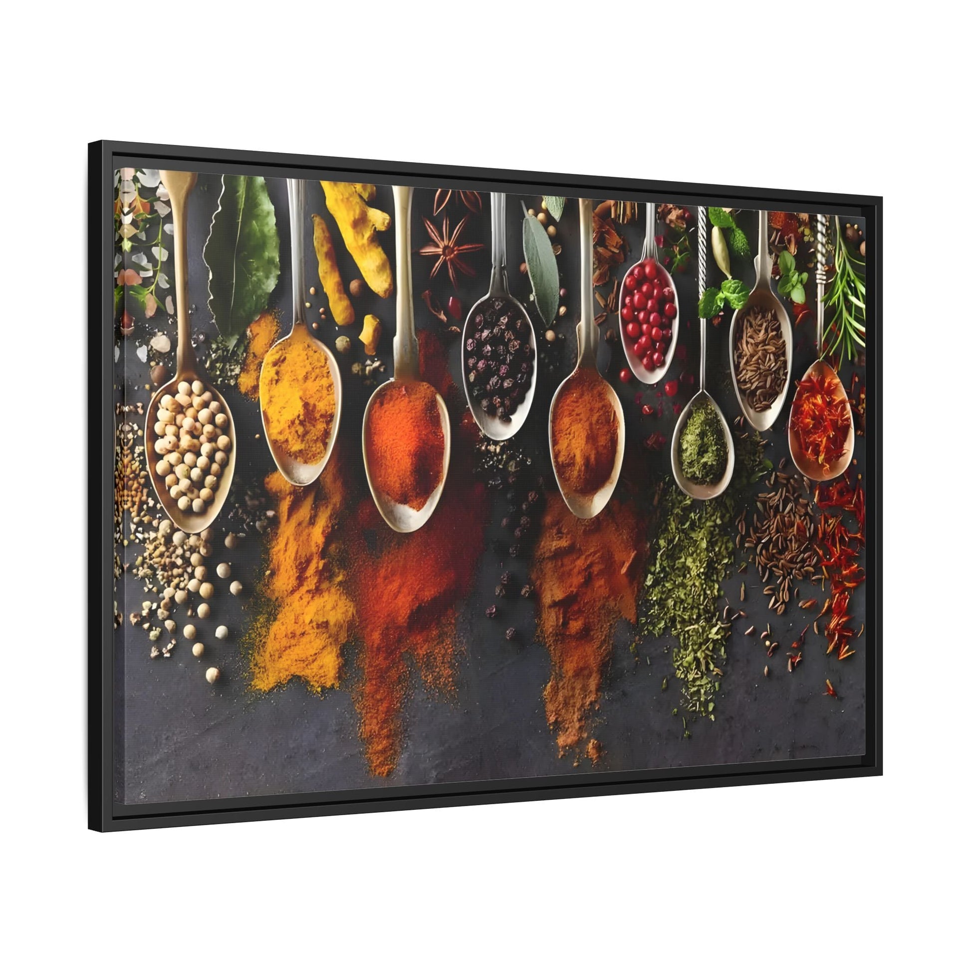 Colorful Spices Canvas Wall Art Print - Framed Kitchen Paintings Decor