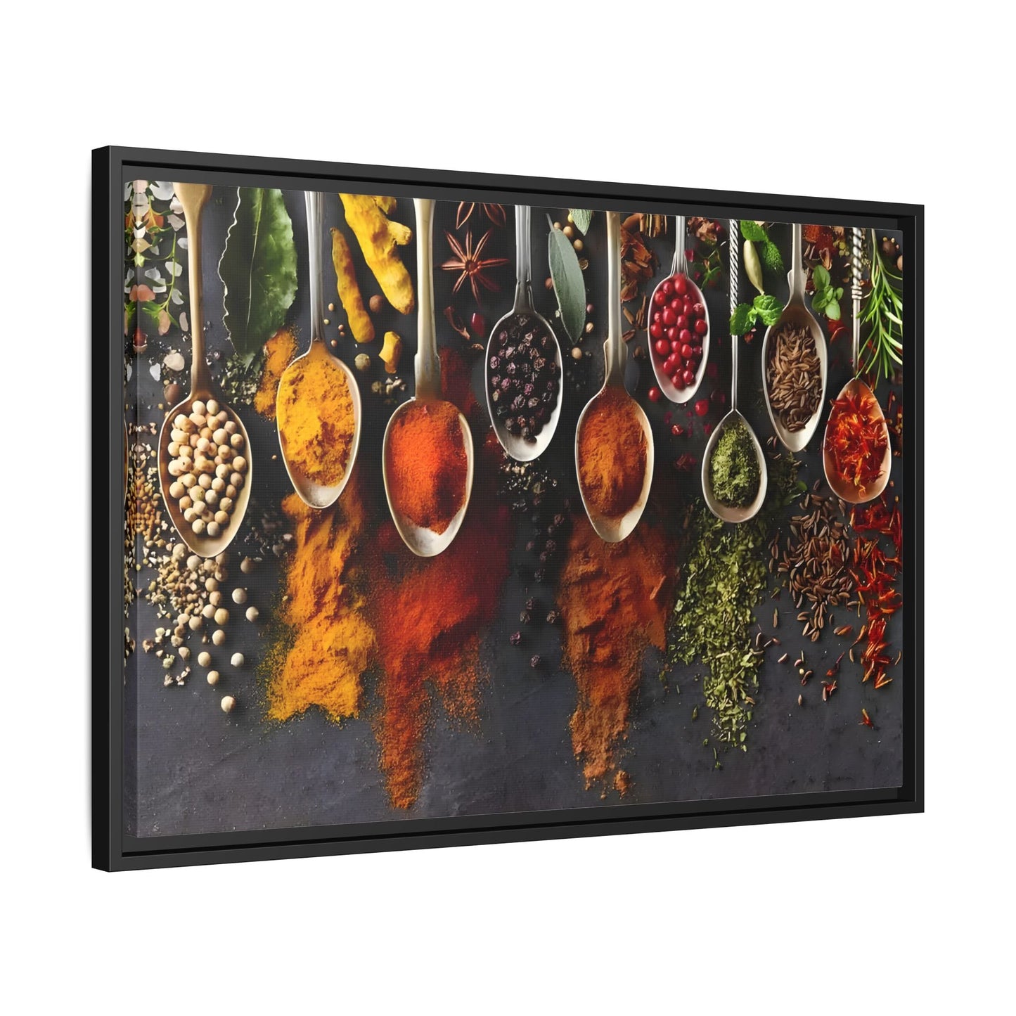 Colorful Spices Canvas Wall Art Print - Framed Kitchen Paintings Decor