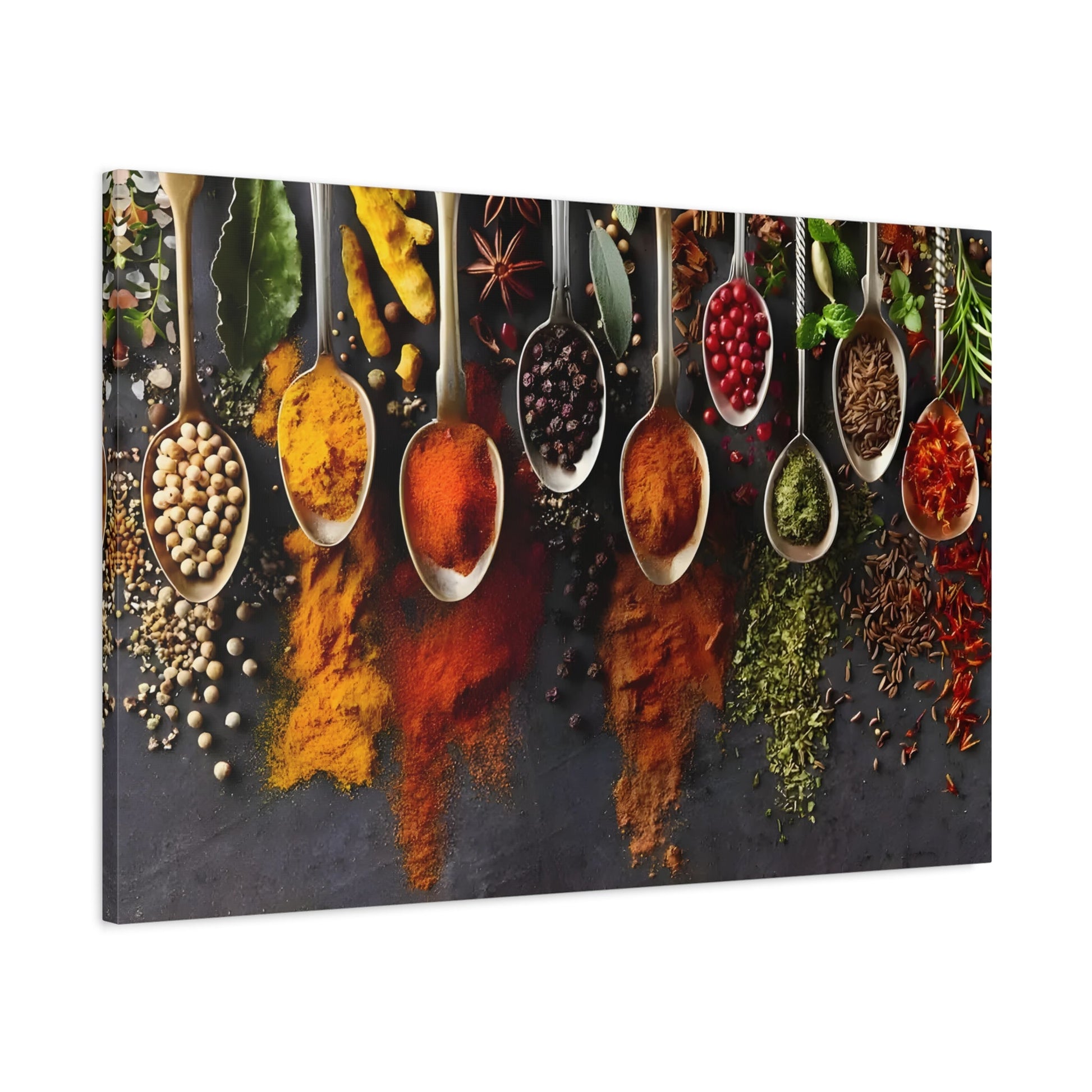 Colorful Spices Framed Canvas Wall Art Print - Kitchen Paintings Decor