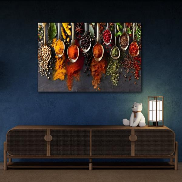 Colorful Spices Framed Canvas Wall Art Print - Kitchen Paintings Decor