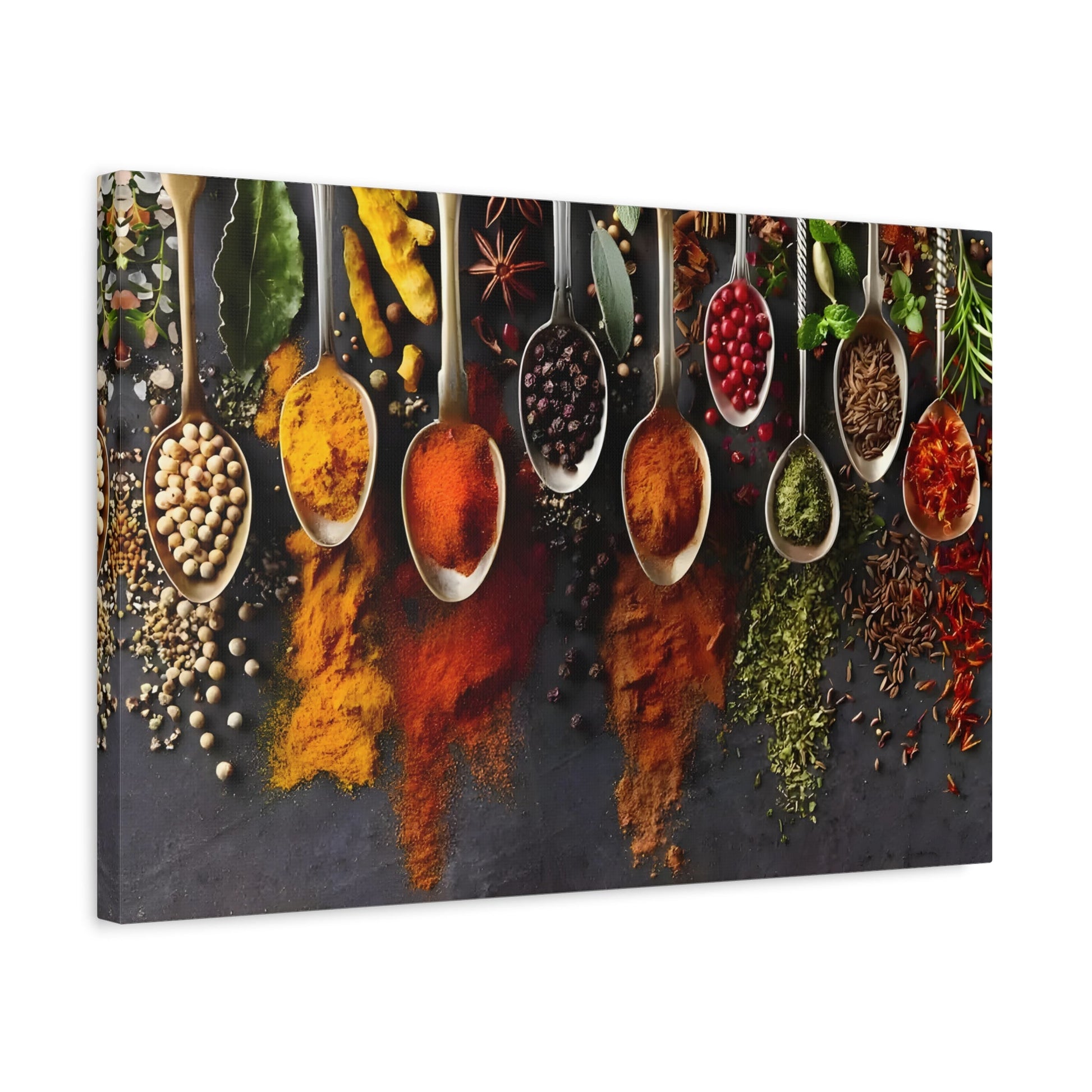 Colorful Spices Framed Canvas Wall Art Print - Kitchen Paintings Decor