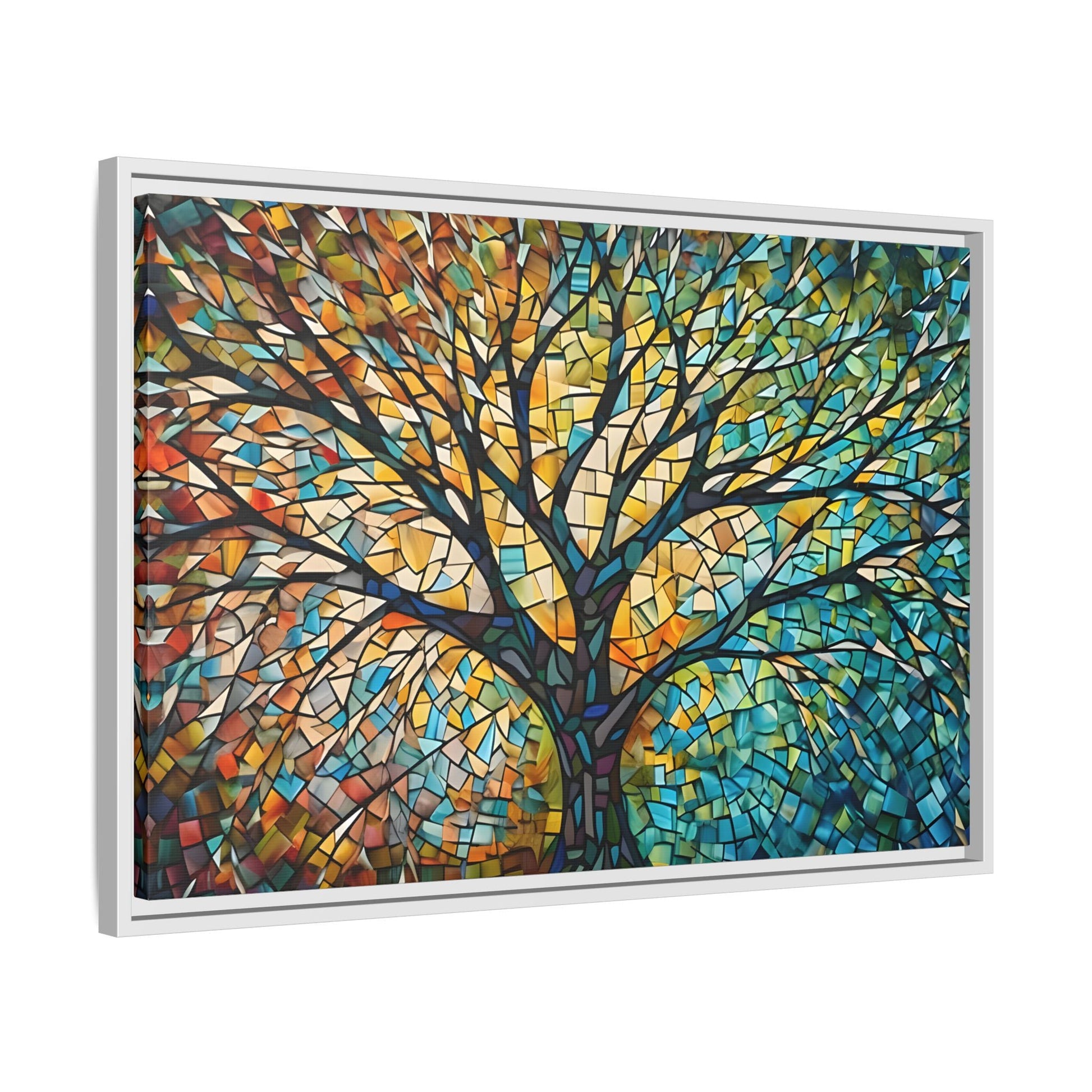 Colorful Tree of Life Large Framed Mosaic Canvas Wall Art
