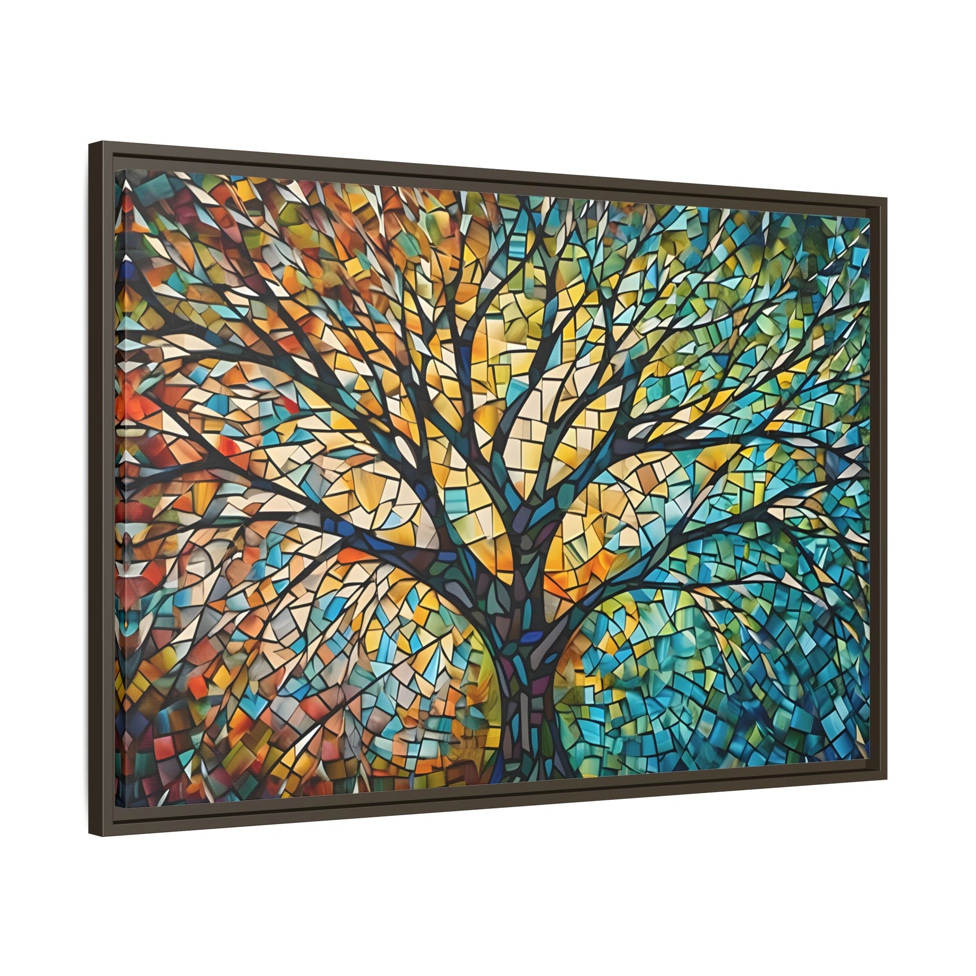 Colorful Tree of Life Large Framed Mosaic Canvas Wall Art