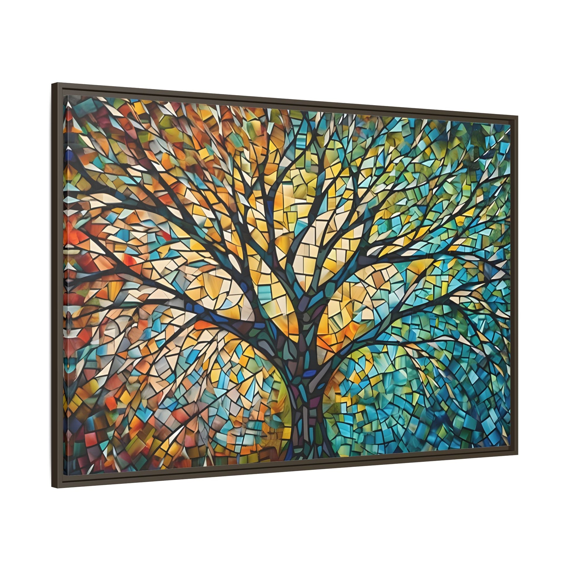 Colorful Tree of Life Large Framed Mosaic Canvas Wall Art